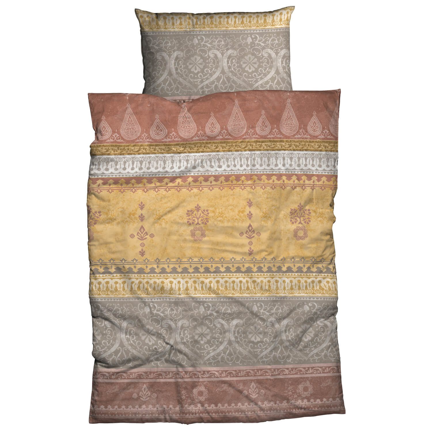 CASATEX Bettwäsche Indi Ocker Braun Biber, Biber, 2 teilig, Indisch, Orientalisch