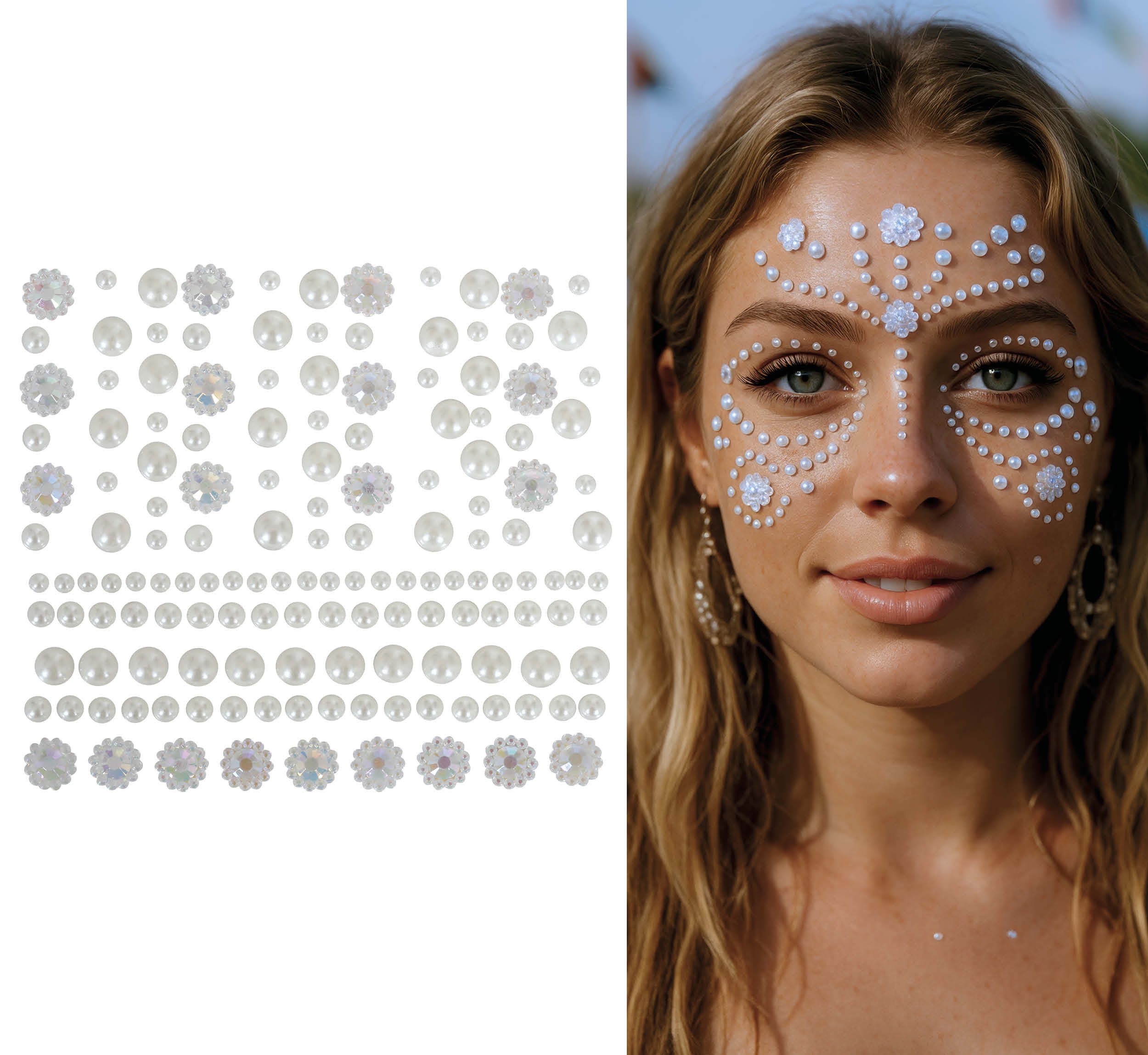 Fiestas Guirca Kostüm, Schmuck Gesicht Glitzerperlen Karneval Make-Up Sticker Dekorationen De