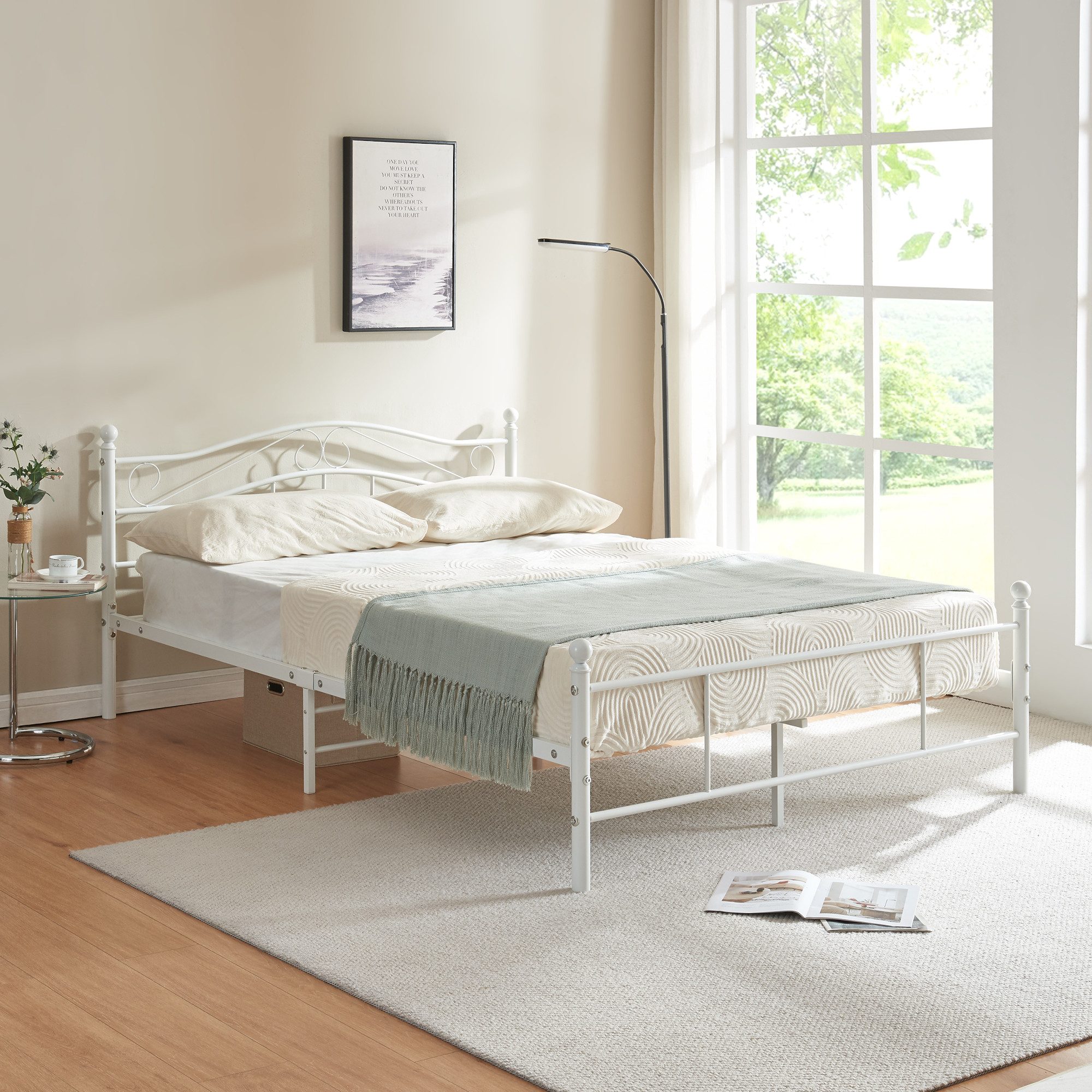 en.casa Metallbett, »Florenz« 160x200cm Weiß + günstig online kaufen