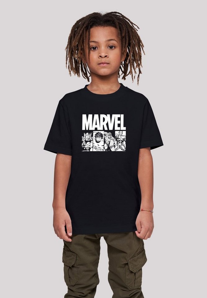 F4NT4STIC T-Shirt Marvel Comics Action Tiles Unisex Kinder,Premium Merch, Jungen,Mädchen,Logo Print