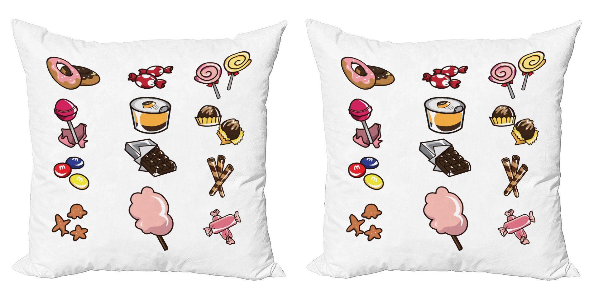 Kissenbezüge Modern Accent Doppelseitiger Digitaldruck, Abakuhaus (2 Stück), Schokolade Cartoon Verschiedene Süßigkeiten