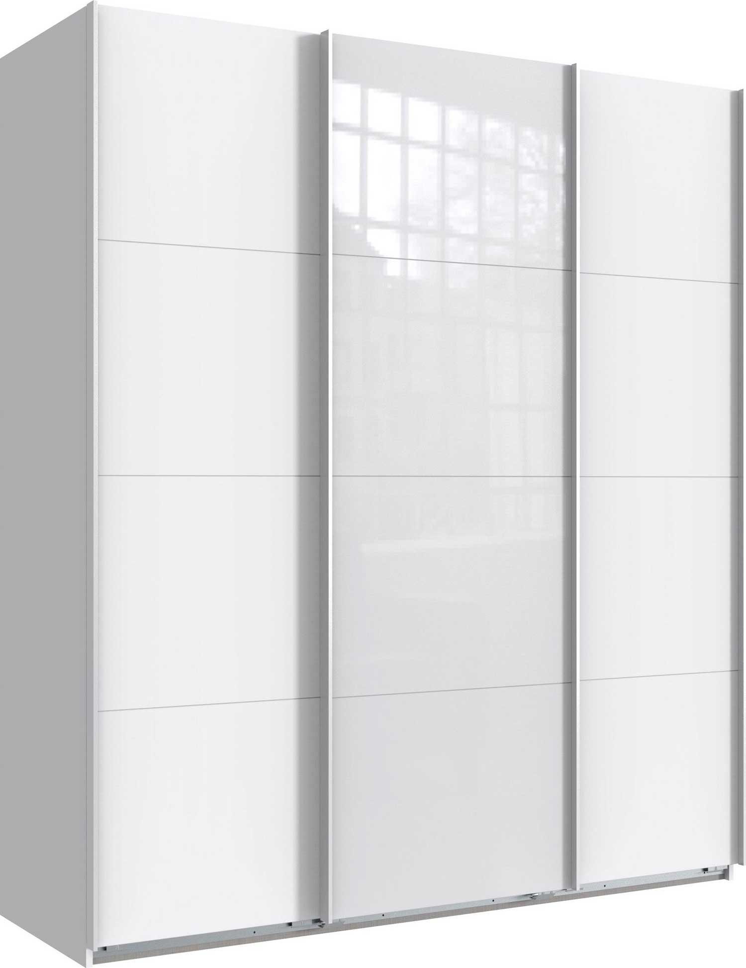 Wimex Schwebetürenschrank Norderstedt (Norderstedt, 1-St., 180x64x210cm Glasweiß Schwebetürenschrank) weiß