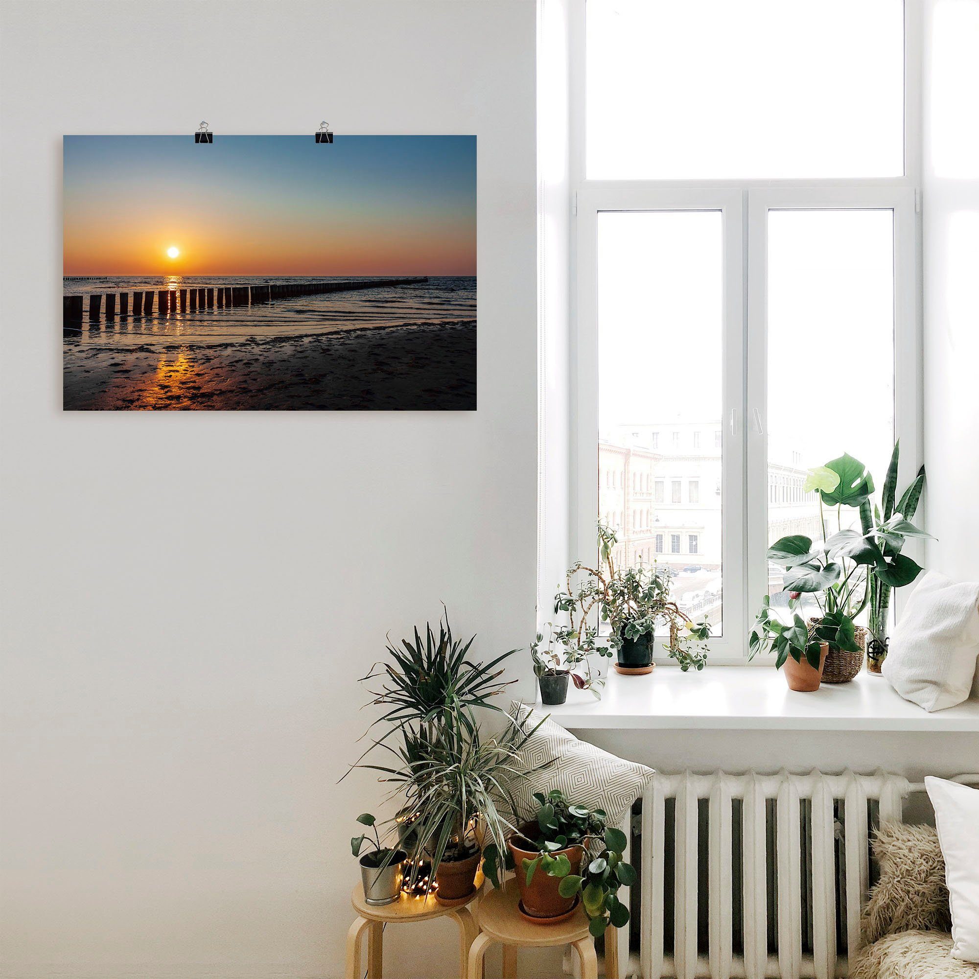 Artland Wandbild Sonnenuntergang an Poster Alubild, Poel, versch. Größen (1 Ostsee Insel Bilder oder St), Sonnenuntergang Leinwandbild, in -aufgang Wandaufkleber als vom &