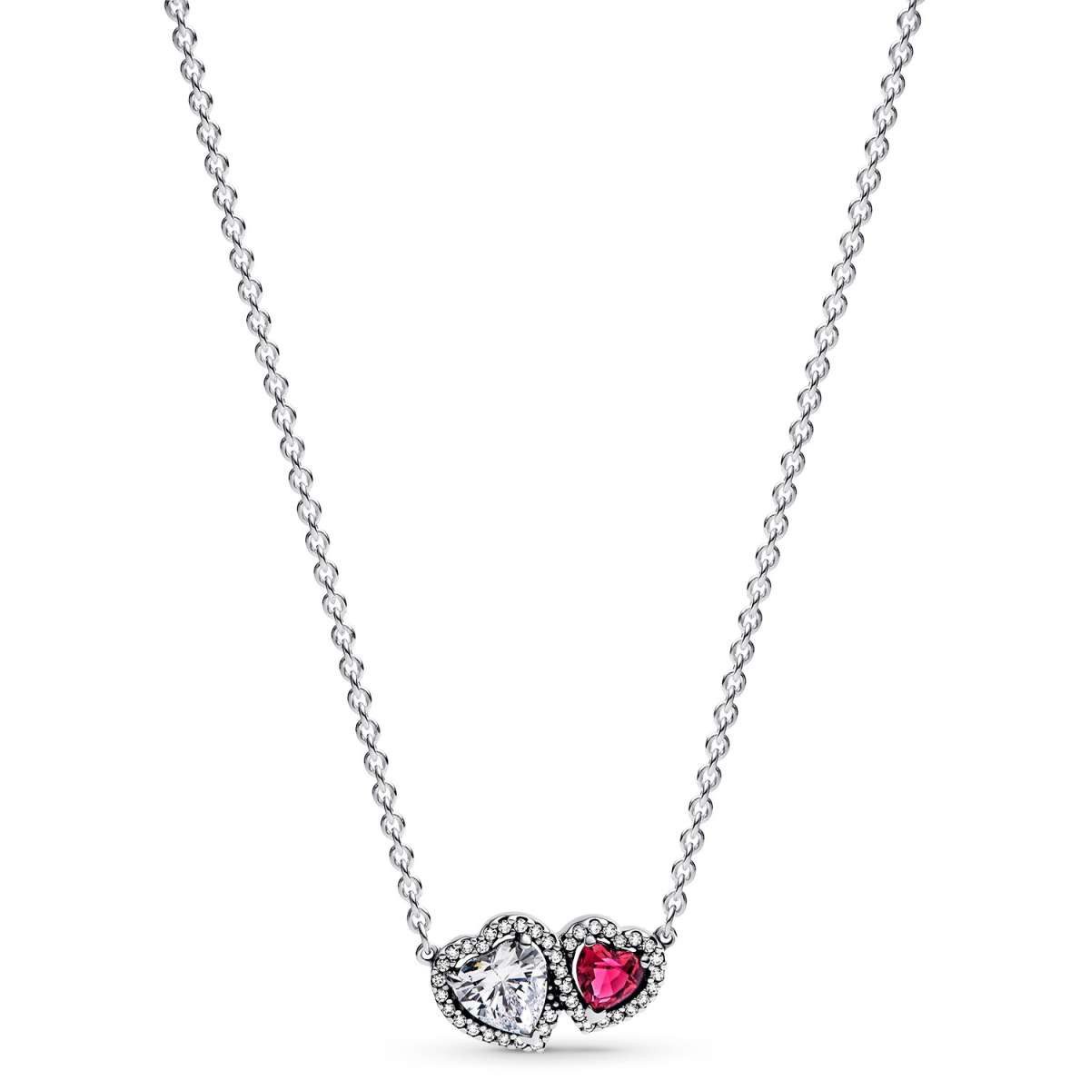 Pandora Herzkette 393632C01-45, für Damen-Collier Silber Halo Herzen
