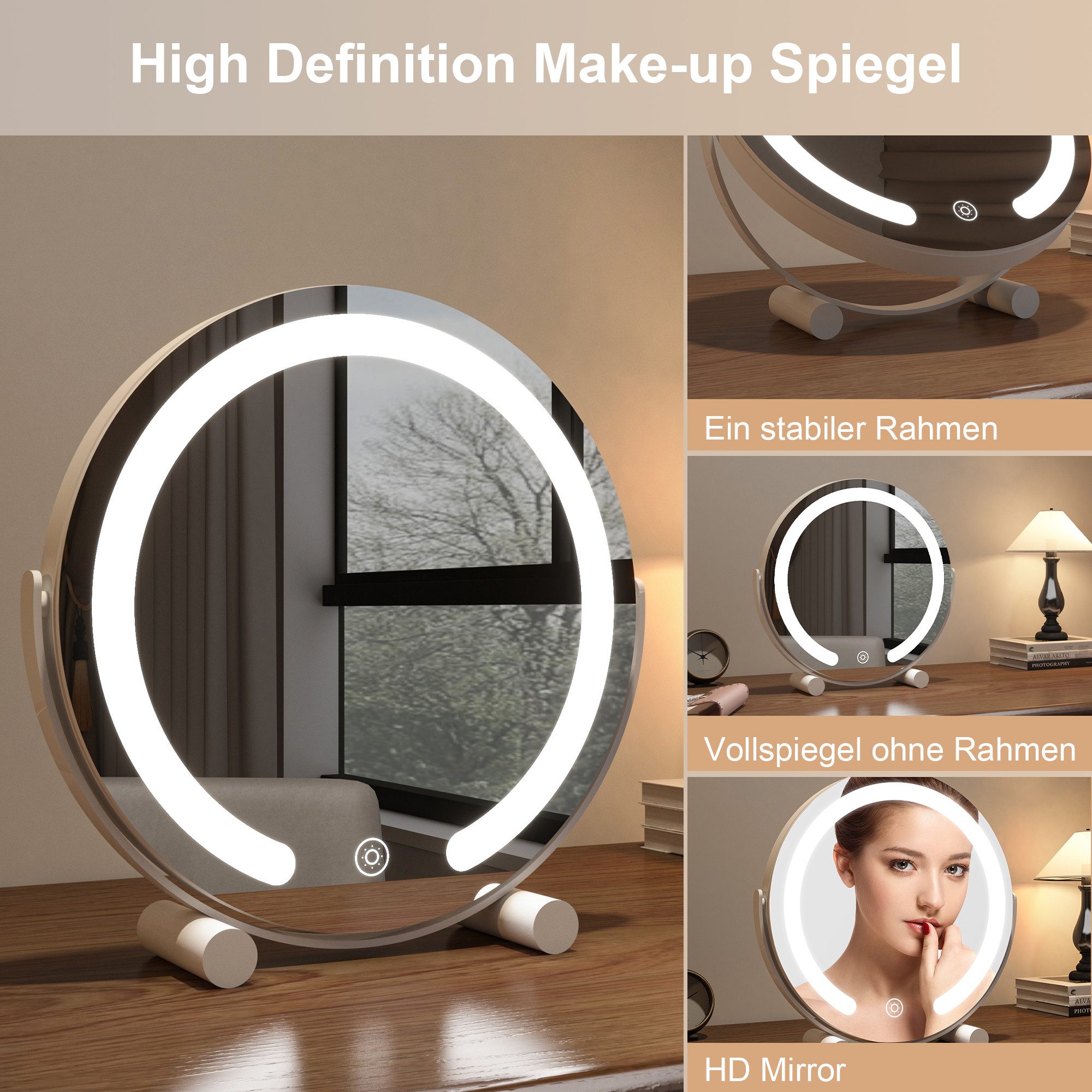 WDWRITTI Schminkspiegel mit beleuchtung Standspiegel klein Tischspiegel 3 L günstig online kaufen