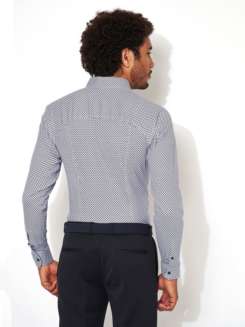 DESOTO Langarmhemd Jerseyhemd Casual Kent langarm Flexibler Stretch, mit Minimal Print, Kentkragen – Bild 2 von 5