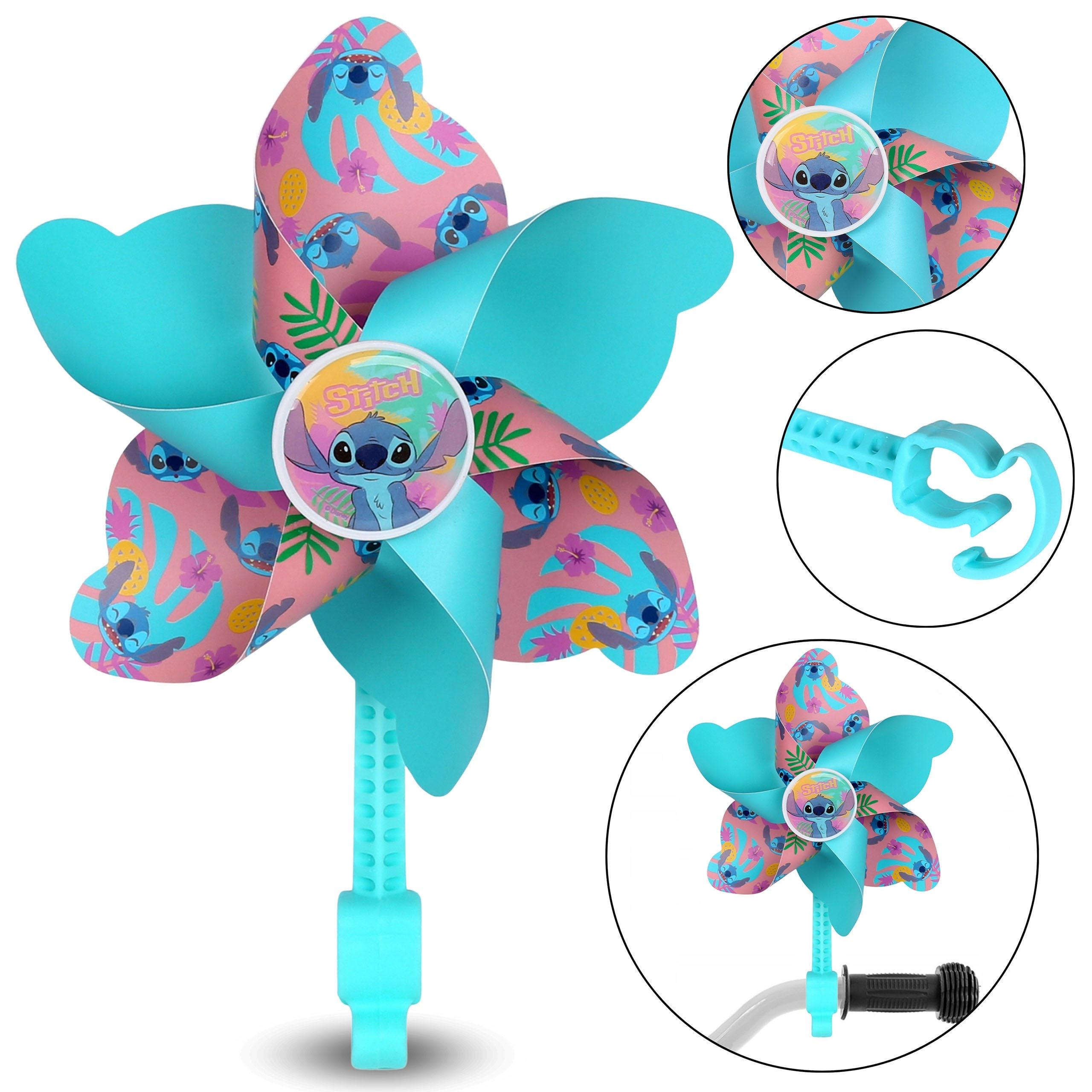 Kinderfahrradhelm DISNEY Stitch Bunter Lenker-Windrad für Kinder-Fahrräder, Roller