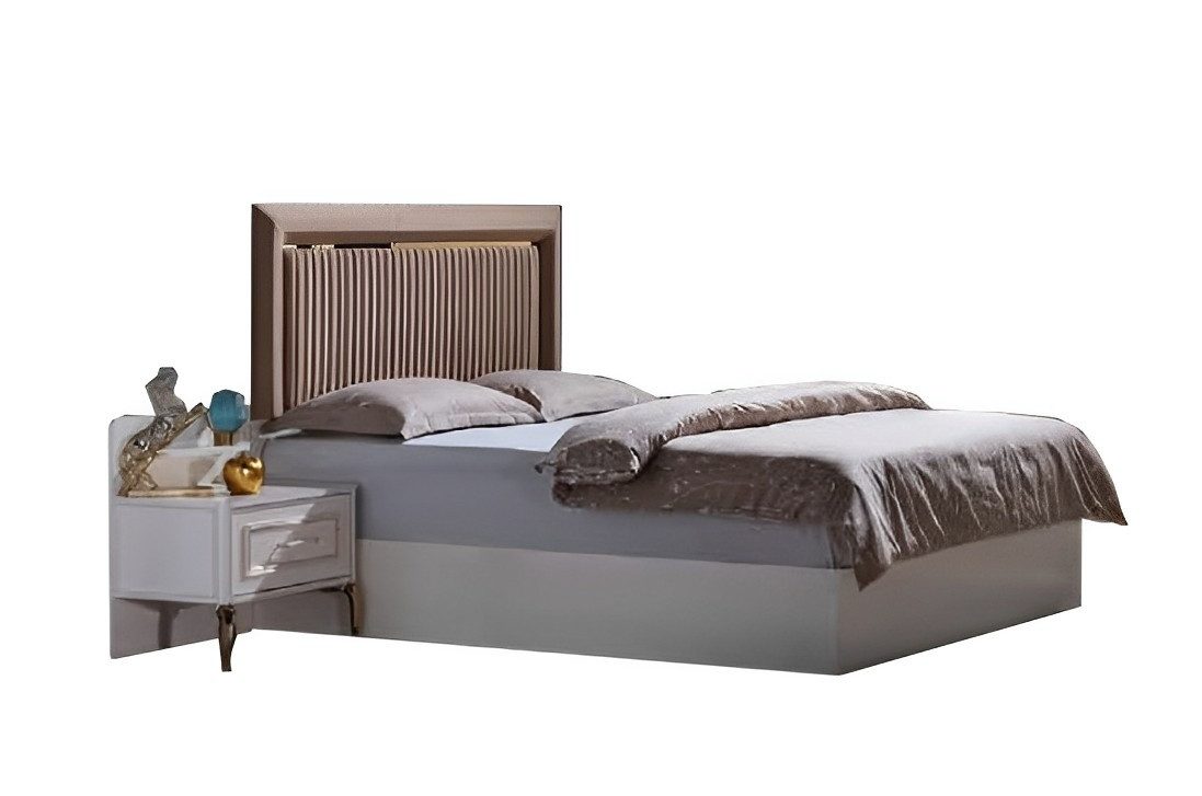 JVmoebel Schlafzimmer-Set Modernes Schlafzimmer Set in Beige mit Bett und Schminktisch, (6-tlg., Bett, 2x Nachttische, Schminktisch, Kleiderschrank), Made in Europe