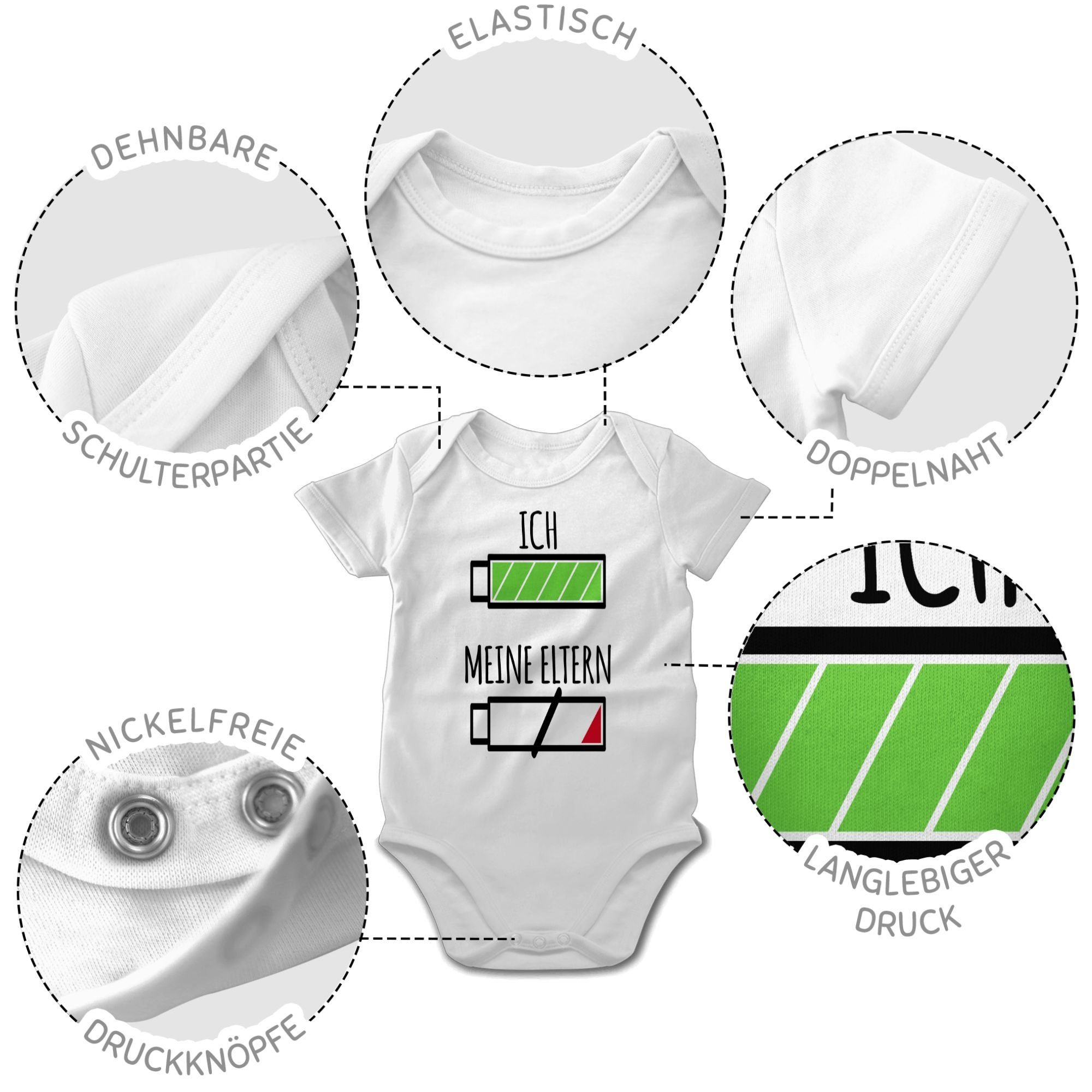 Baby Strampler Mädchen Batterie Shirtbody Ich meine und & Junge Shirtracer Eltern 1 Weiß