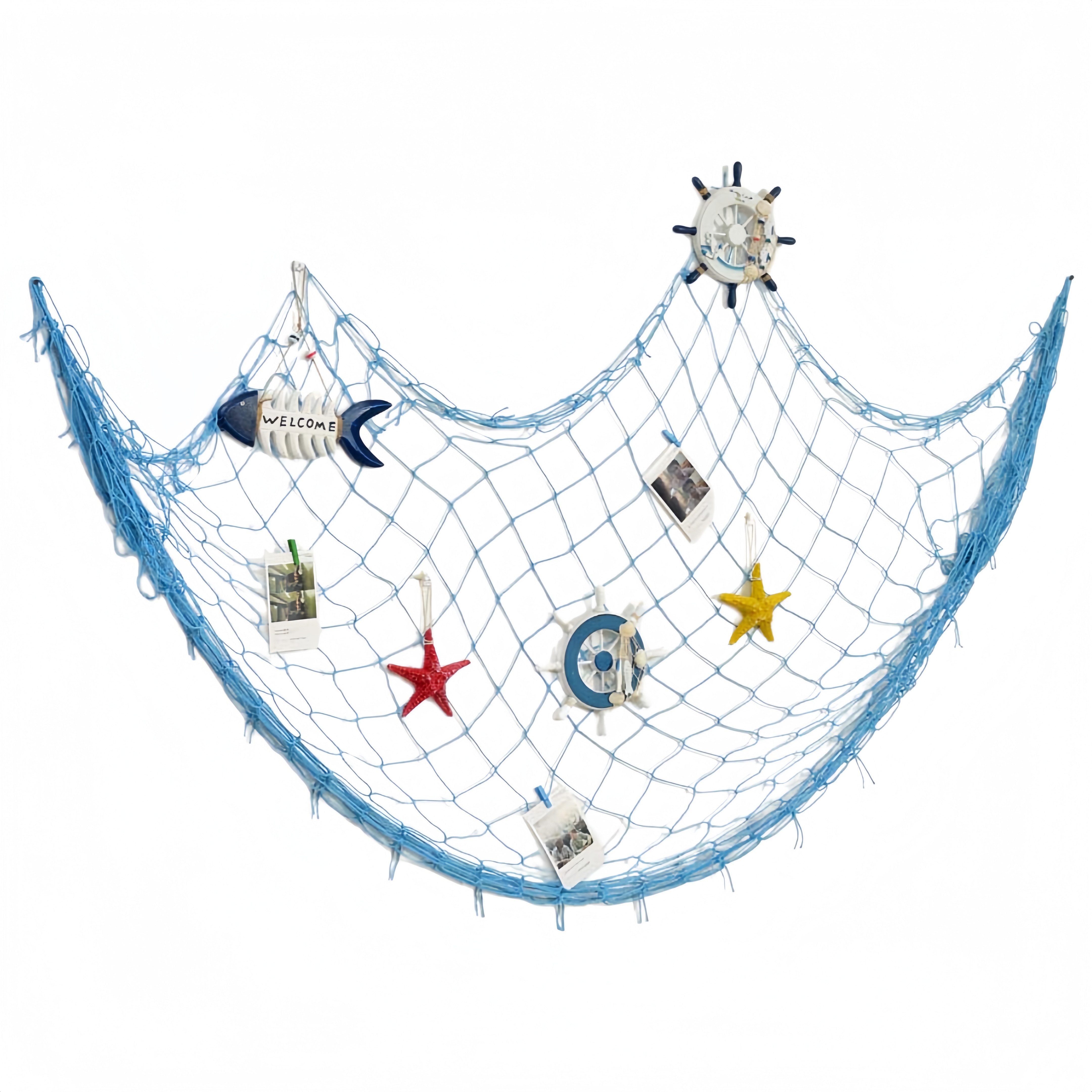 FOUORTUNATE-BEE Hängekorb Deko Fischernetz Wanddeko maritim Netz für Party & Zuhause, Maritimes Fischernetz Deko Wandnetz für Fotos Party Tischdeko