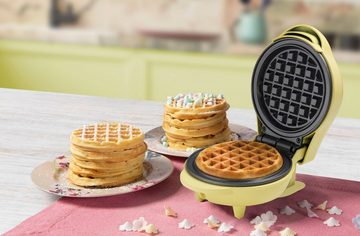 bestron Waffeleisen AMW500V Mini, 550 W, für klassische Waffeln, kleiner Waffelmaker mit Antihaftbeschichtung