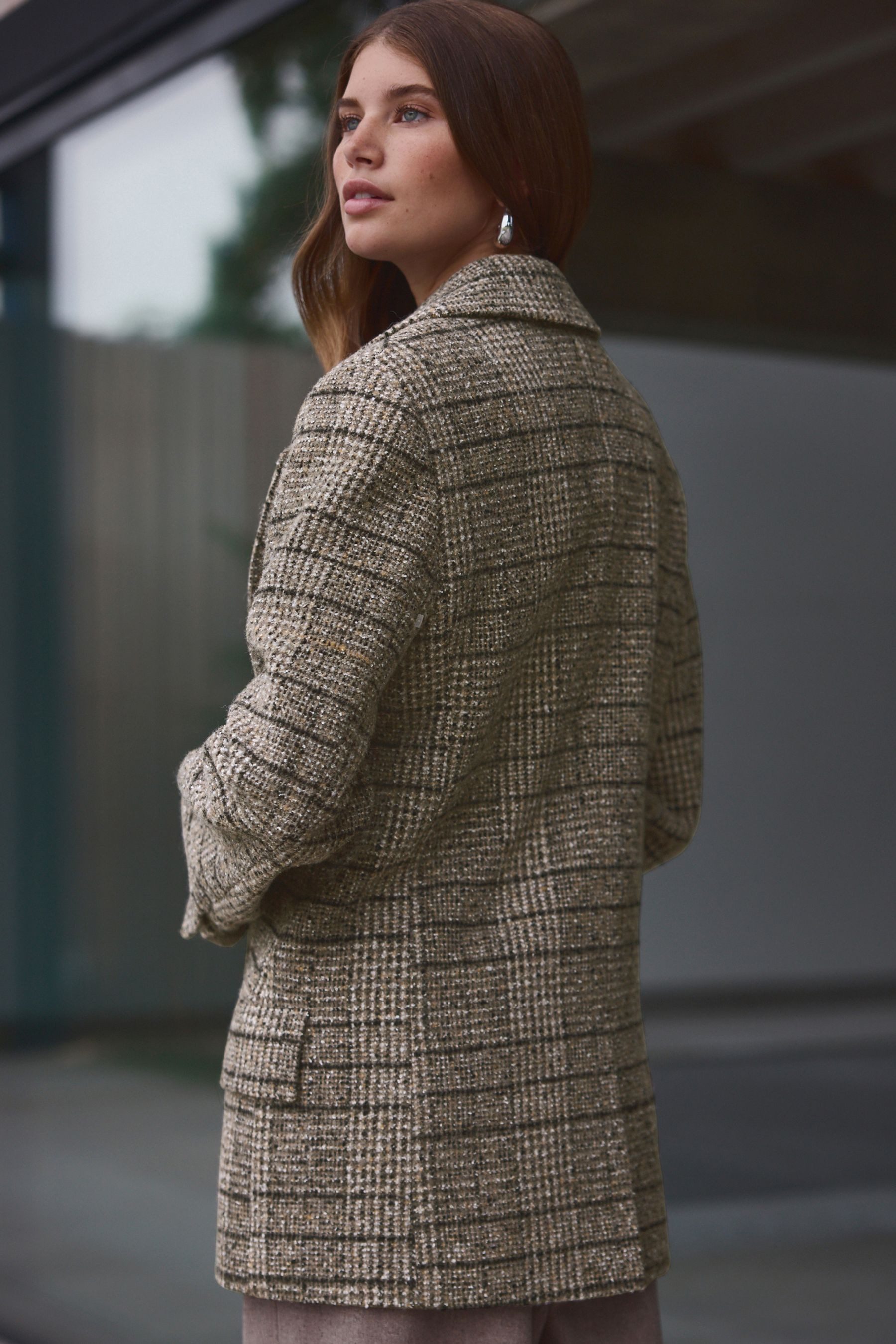Next Jackenblazer Karierter, einreihiger Premium-Blazer, Karomuster günstig online kaufen