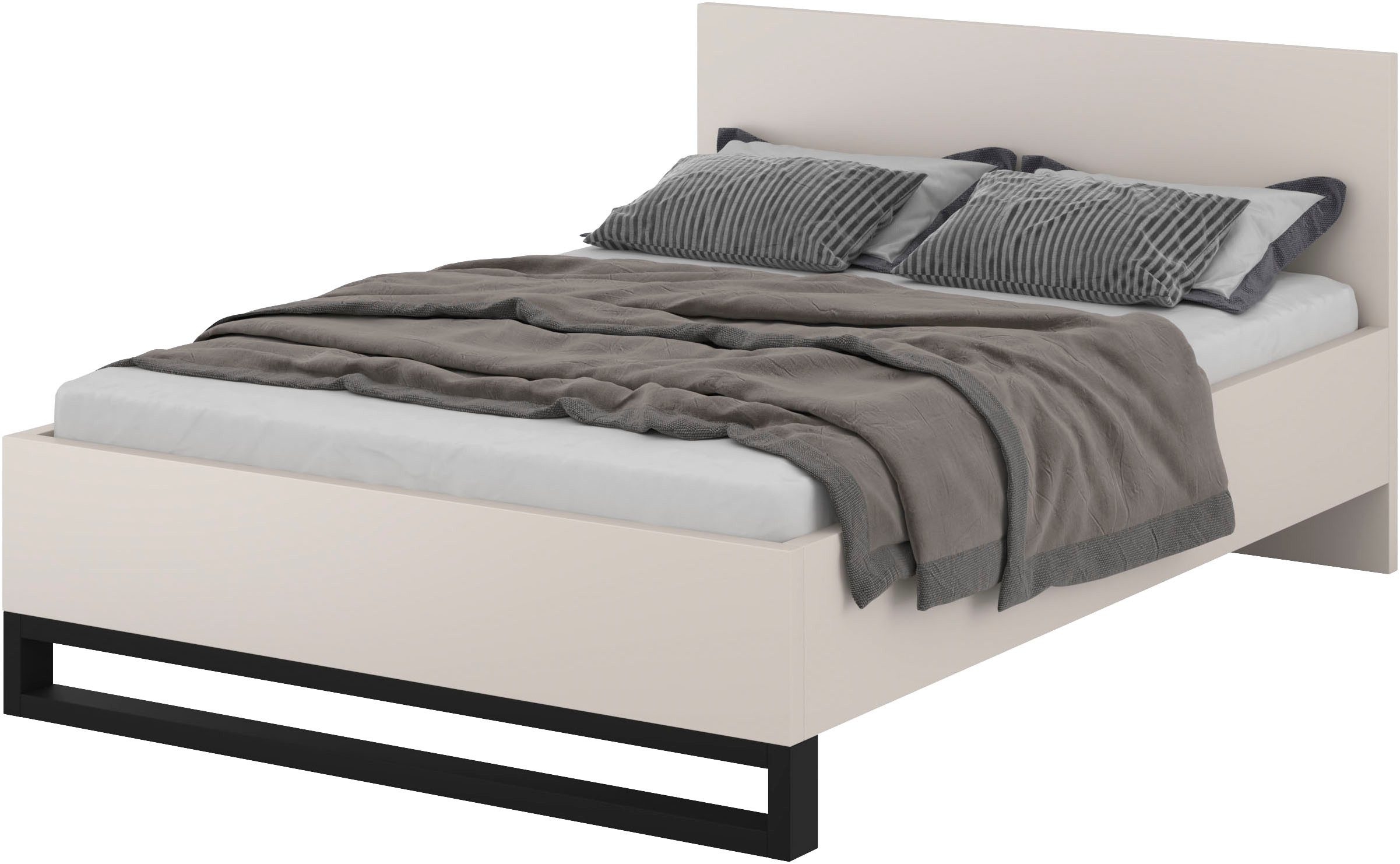 Home affaire Bettgestell Bronne, Topeseller, Industrial Design (In den Breiten 140cm, 160cm und 180cm), Stauraumbett in drei Breiten, stabil mit Kufen in Metalloptik