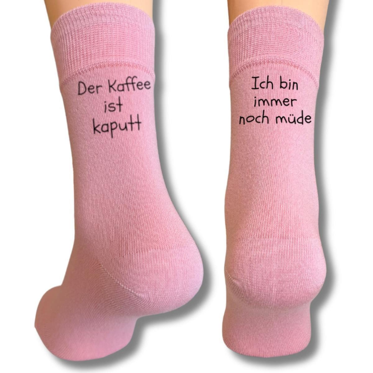 Freizeitsocken Bunte Spruch Socken "Der Kaffee ist kaputt" altrosa, 39-42