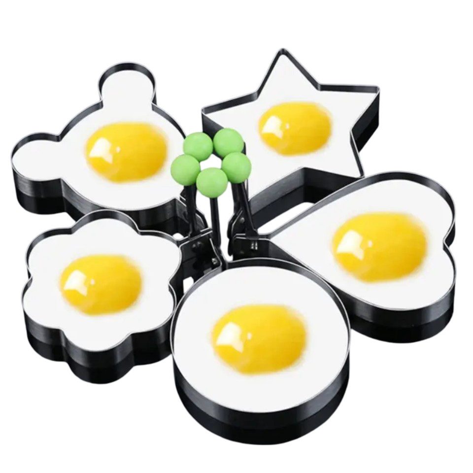 Herzkuchenform 5 Edelstahl Spiegeleierformen, Omelette Form, Pancake Form für Pfanne