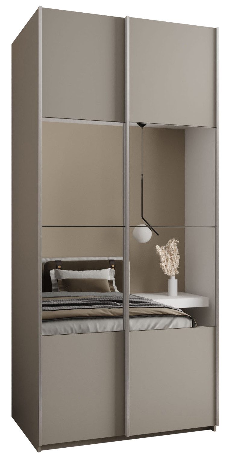 ABIKS MÖBEL Schwebetürenschrank LUX 4 hoher Schlafzimmerschrank - mit Spiegel, Kleiderstange, Regalen