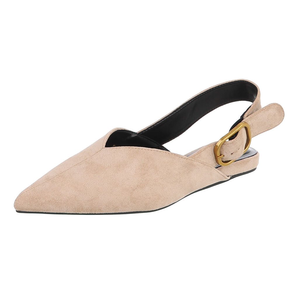 Ital-Design Damen Kniestiefel Western-Optik Blockabsatz Schnürpumps (92078642) Flach Schnür- & Riemchenpumps in Beige