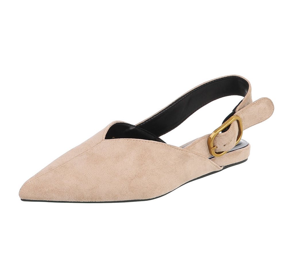 Ital-Design Damen Kniestiefel Western-Optik Blockabsatz Schnürpumps (92078642) Flach Schnür- & Riemchenpumps in Beige
