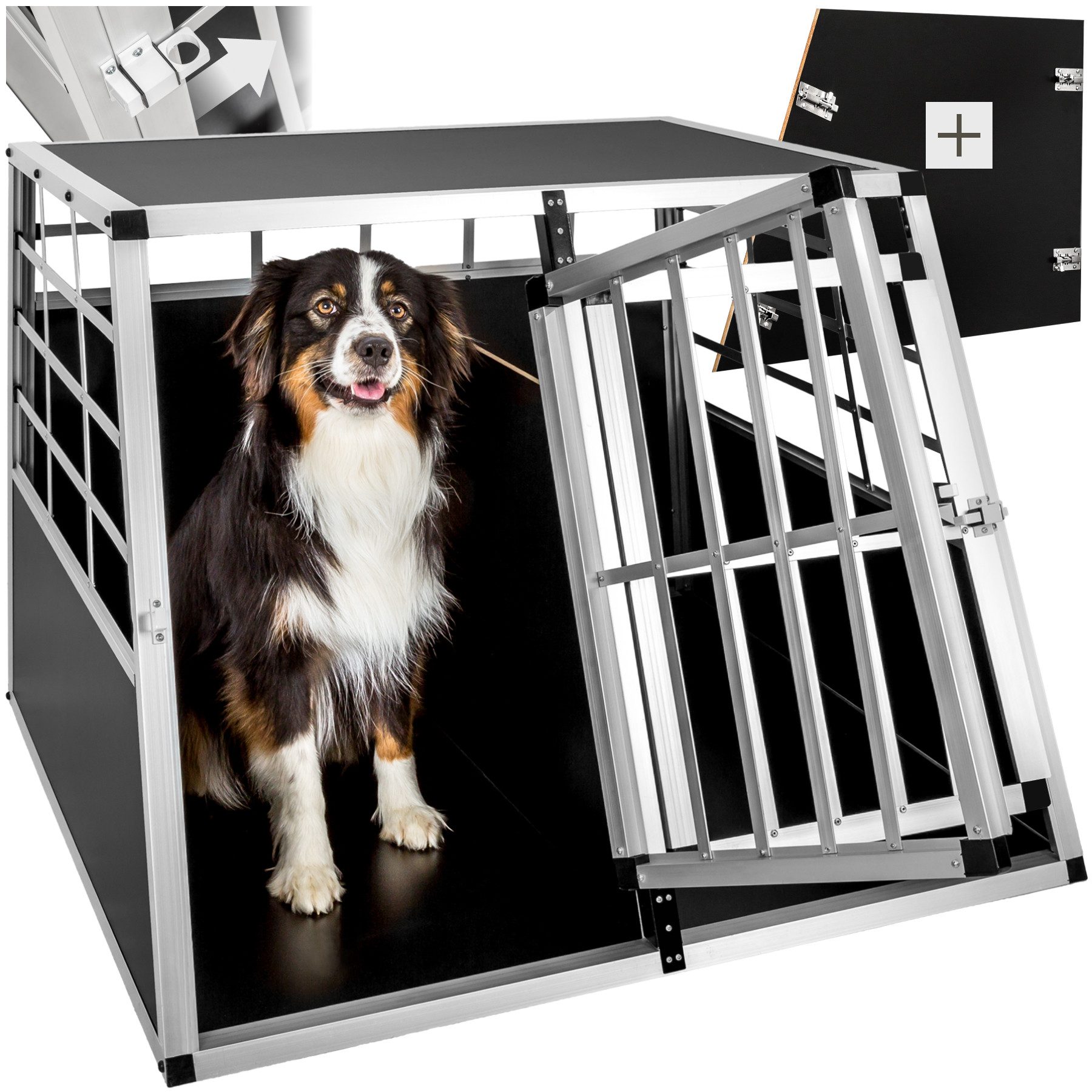 tectake Tiertransportbox Hundetransportbox doppel, mit gerader Rückwand