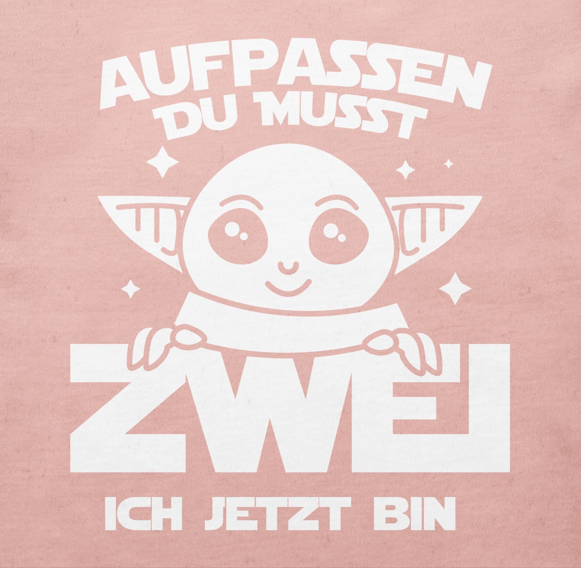 Shirtracer T-Shirt Aufpassen du musst zwei ich jetzt bin Parodie weiß 2. Geburtstag