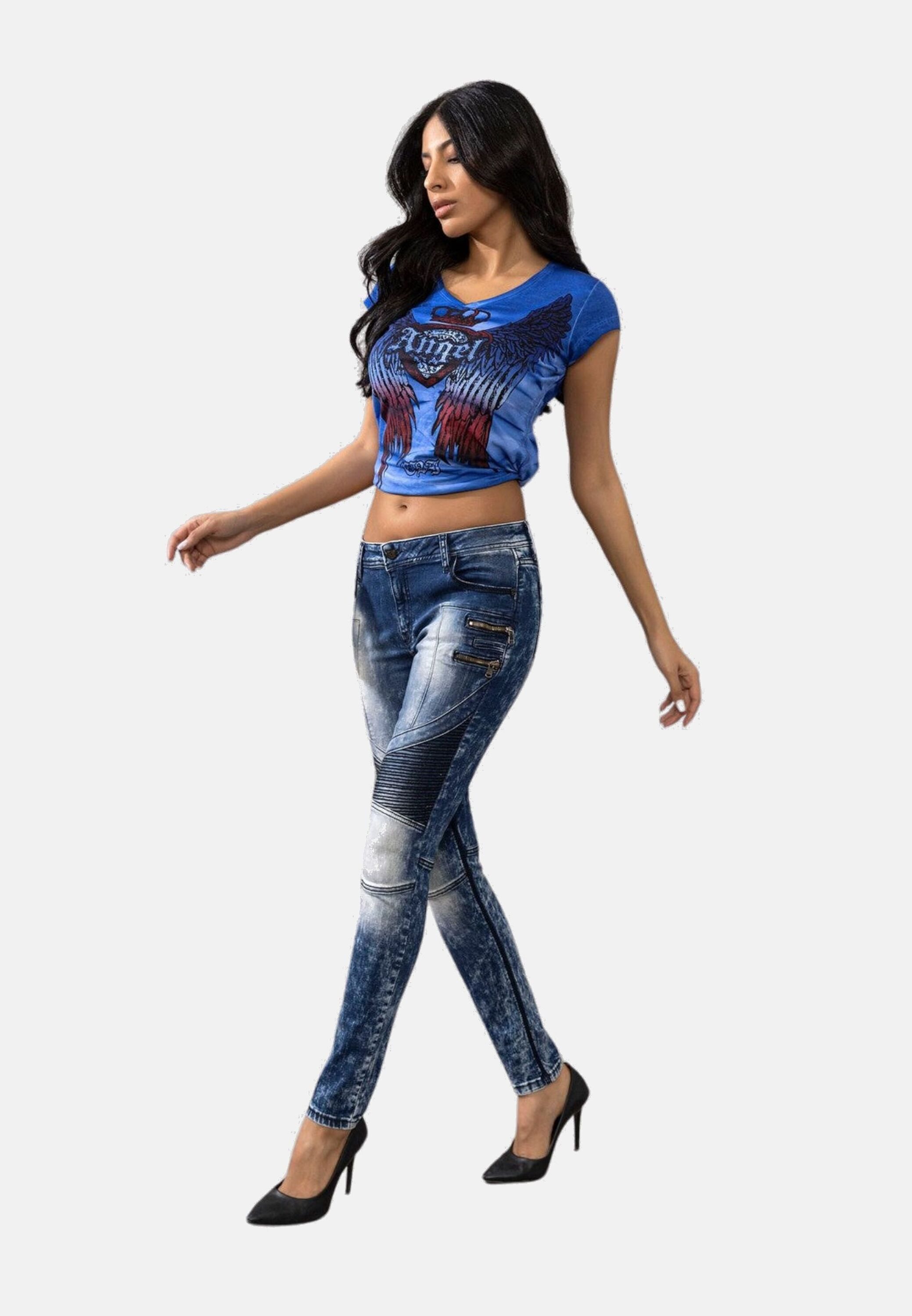 Cipo & Baxx Slim-fit-Jeans Jeans mit Destroyed Look und Rippen-Details, WD-361 – Bild 4 von 4