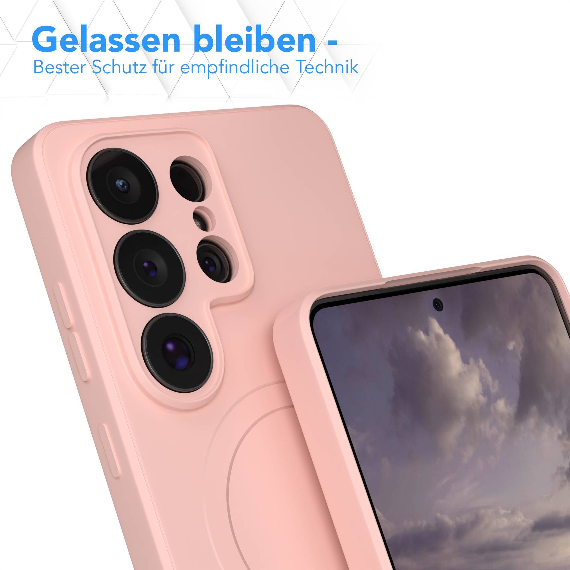 EAZY CASE Handyhülle MagSafe Silikon für Samsung Galaxy S26 Ultra 6,9 Zoll, MagSafe Schutzhülle Silikoncover mit Kameraschutz Rosa / Altrosa – Bild 4 von 5