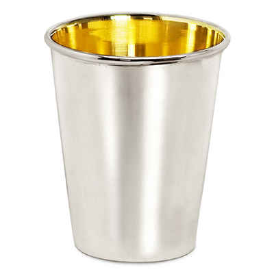 EDZARD Becher »Salta«, Messing, Trinkbecher im cleanen Design, Vase mit Silber-Optik, gravurfähig, schwerversilbert, 300 ml