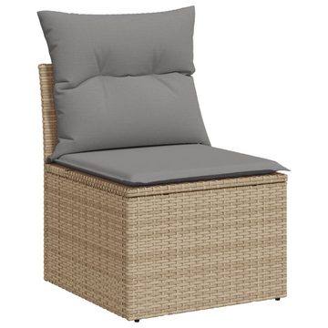 vidaXL Gartenlounge-Set 8-tlg. Garten-Sofagarnitur mit Kissen Beige Poly Rattan, (1-tlg)