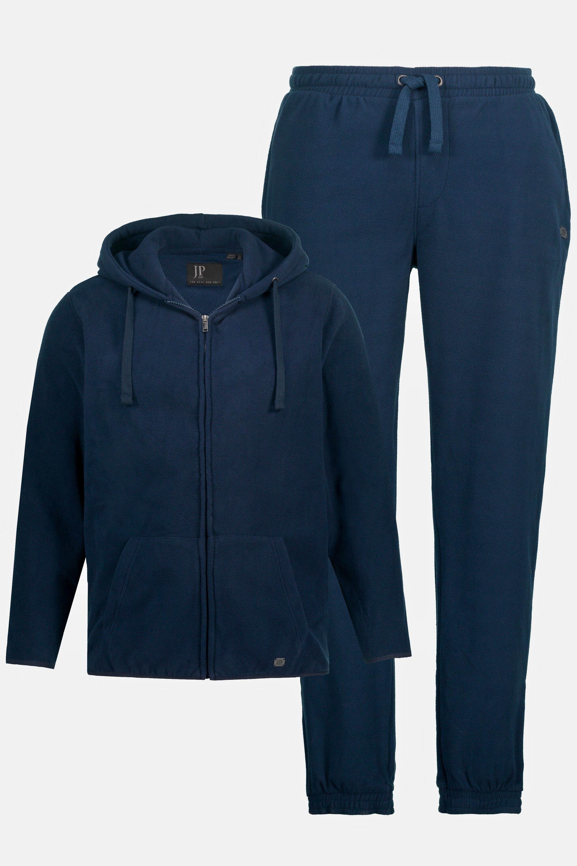 Fleece mattes 2-teilig Jogginganzug Kapuze JP1880 nachtblau Fleecejacke Homewear