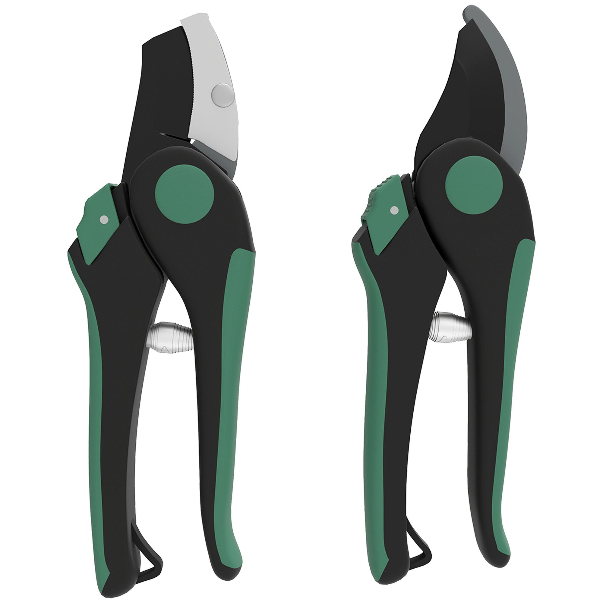 Outsunny Gartenpflege-Set 2 Stück, mit Bypass-Gartenschere, Amboss-Gartenschere, Gartengeschenke für Frauen und Männer Grün+Schwarz