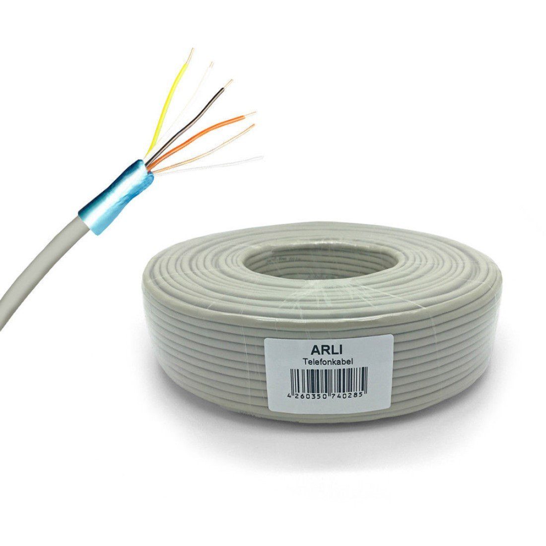 100m Telefon Kabel 2 x 2 x 0,6 mm 4 Adern Verlegekabel J-Y(ST)Y Installationskabel