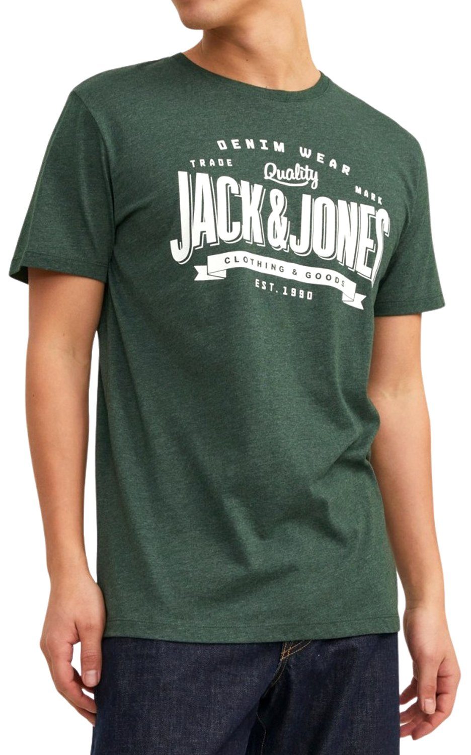 Jack & Baumwolle Jones (Spar 6 Set, Print-Shirt aus 3er-Pack) Printaufdruck Shirts mit Mix 3er