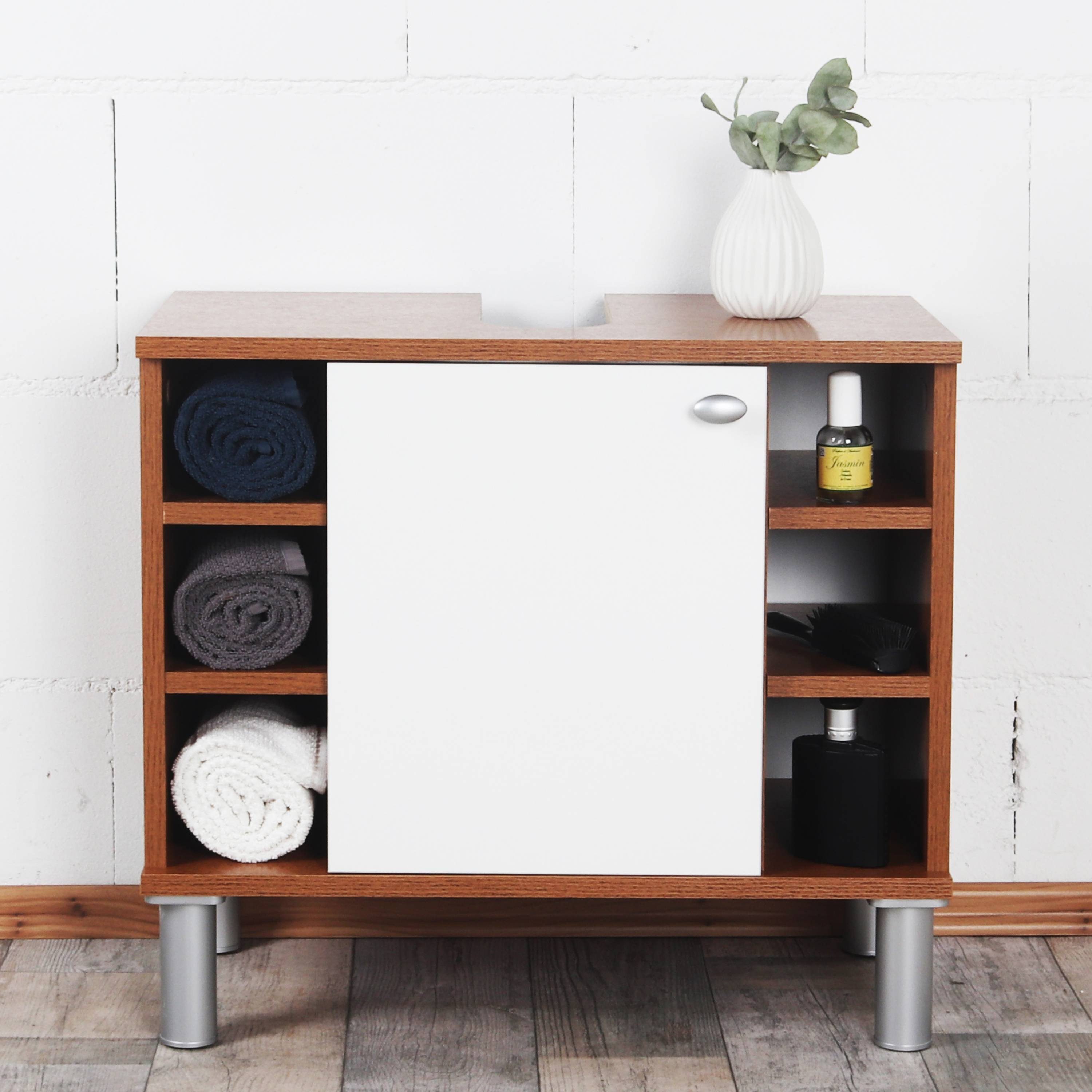 RICOO Badregal WM100-ER-W, 1-tlg., Waschbeckenunterschrank für Badezimmer oder Gäste WC Badschrank