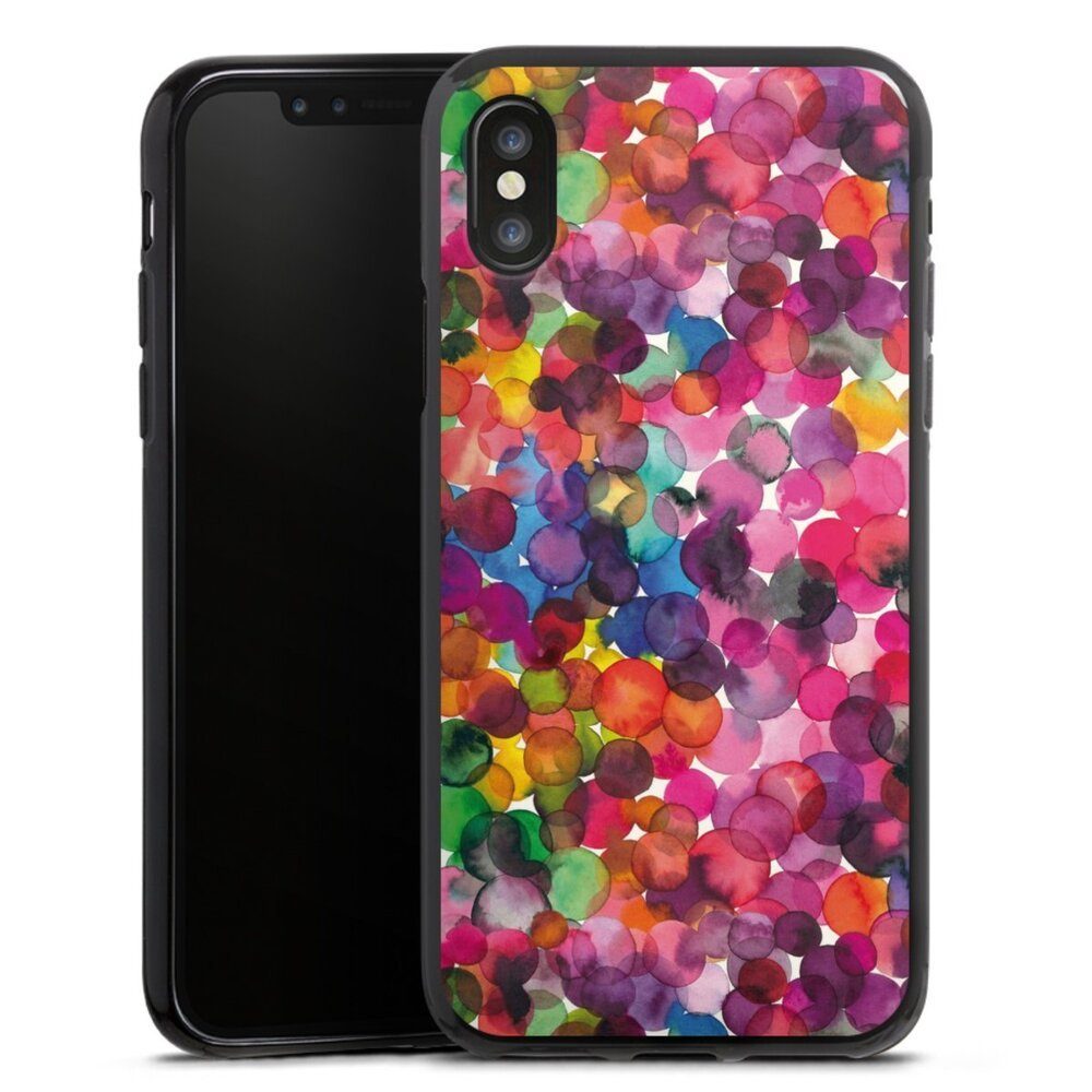 DeinDesign Handyhülle bunt Punkte Wasserfarbe Overlapped Watercolor Dots, Apple iPhone Xs Silikon Hülle Bumper Case Handy Schutzhülle
