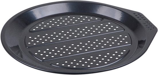 CHG Pizzablech »PRIMA "Emaille"«, Emaille, (1-St), mit Lochung, hochwertig emailliert, Materialstärke 0,5 mm, schwarz gesprenkelt