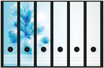 Wallario Etiketten Blaues Blumenbuket, Ordnerrücken-Sticker in verschiedenen Ausführungen