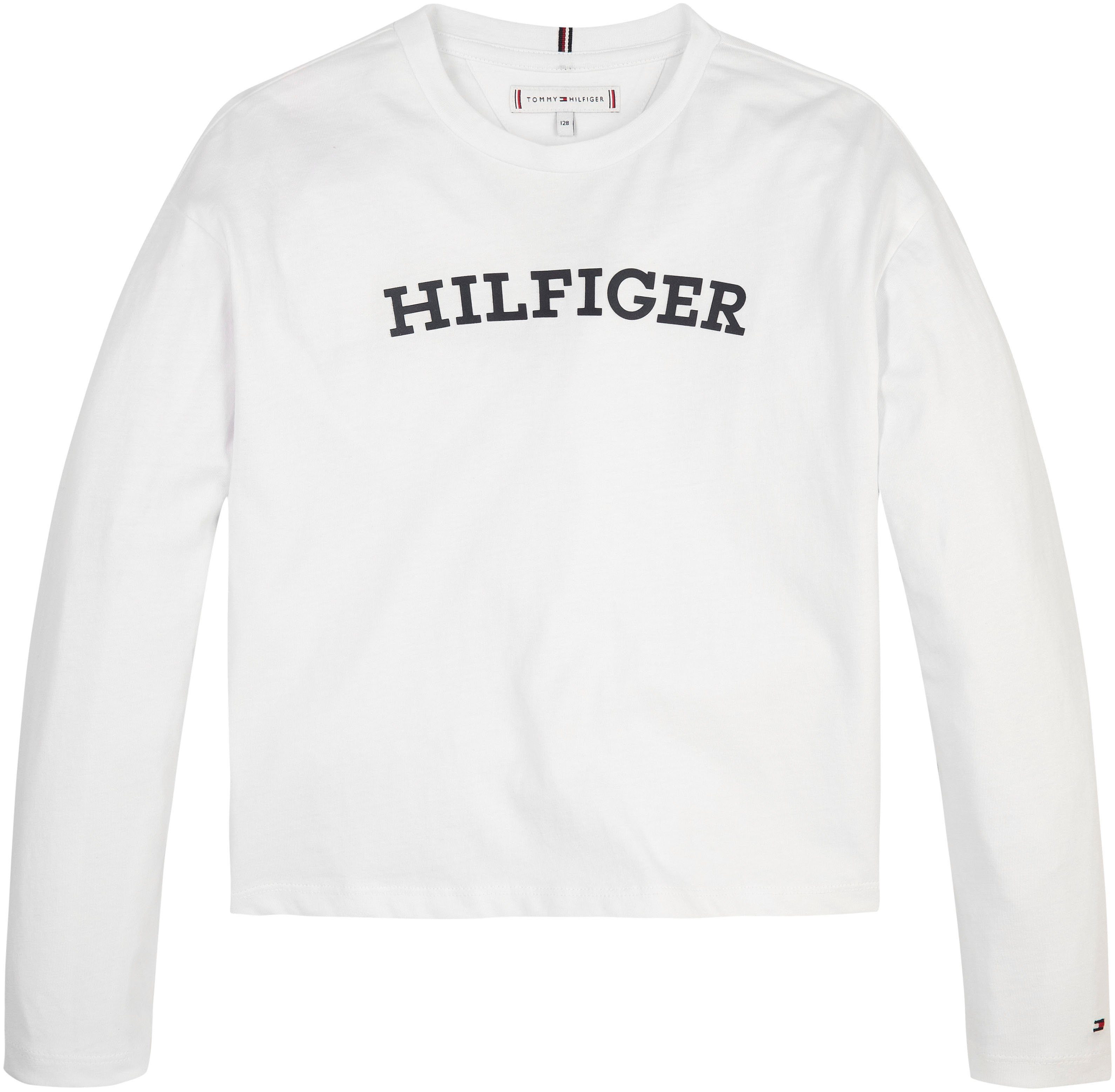 Tommy Hilfiger Langarmshirt MONOTYPE TEE Hilfiger L/S White & mit Logo-Schriftzug Flag