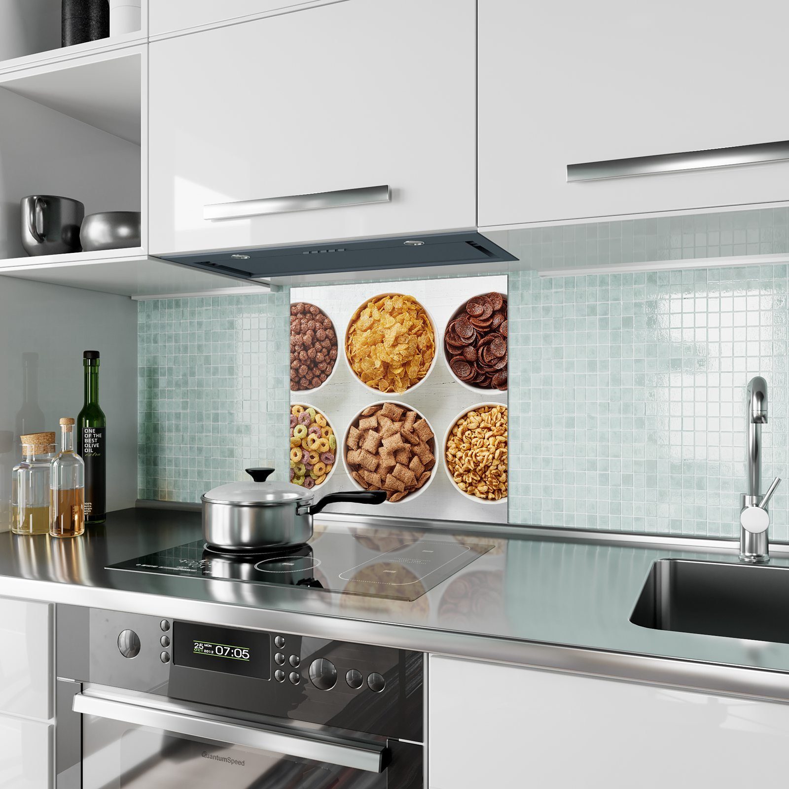 Primedeco mit Verschiedenes Glas Motiv Spritzschutz Küchenrückwand Getreide Küchenrückwand