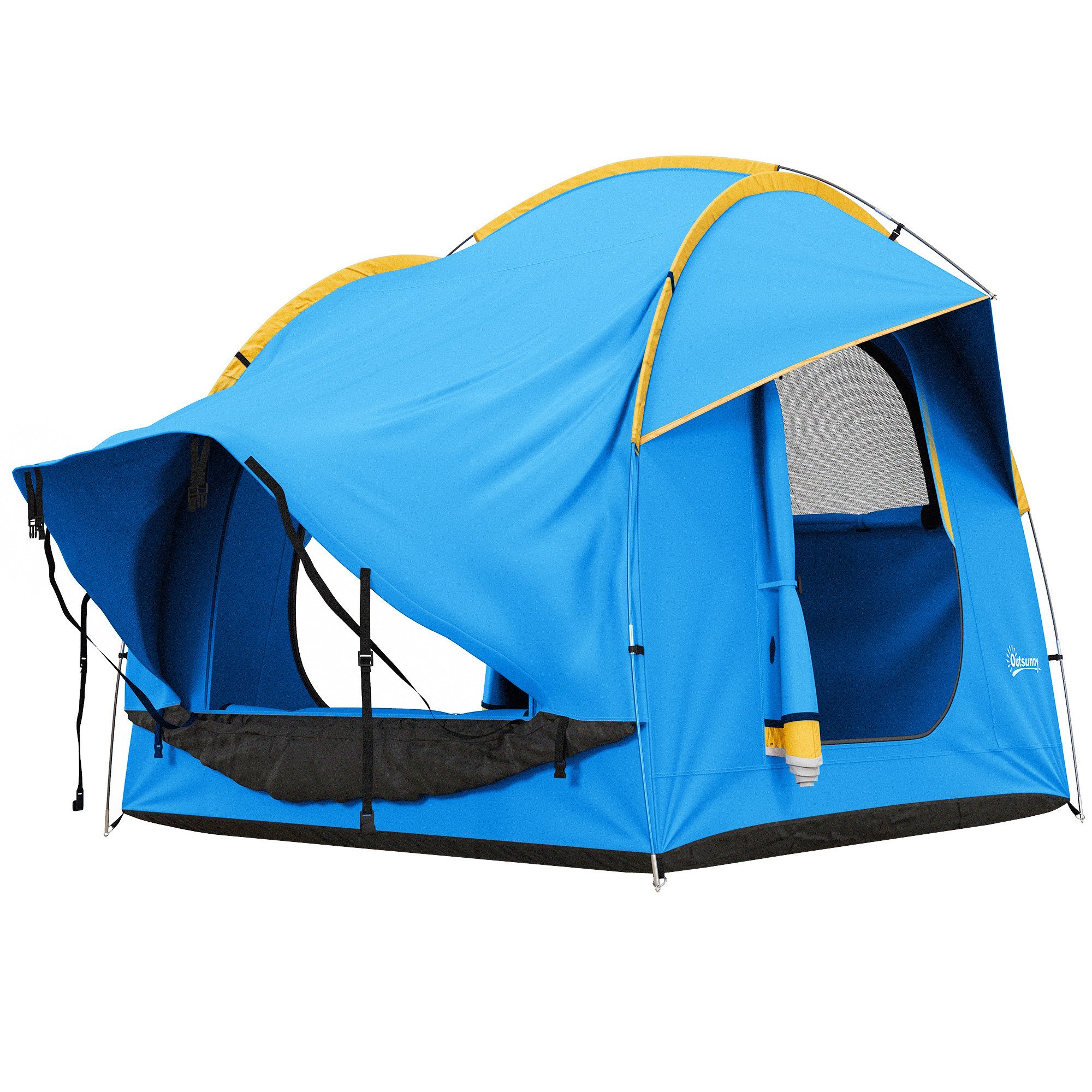 kowdom Buszelt Autozelt Heckzelt 3 Türen, 2000 mm wasserdicht, für SUV & Van, Personen: 6 (Campingzelt, Komplettzelt für Auto mit Zubehör), Heckzelt, SUV/Van, 2000 mm wasserdicht, freistehend nutzbar