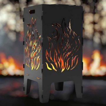 Creativ Metall Feuerkorb, (1-St), mit Grillplatte Flammen Motiv hochwertig 3mm Stahl
