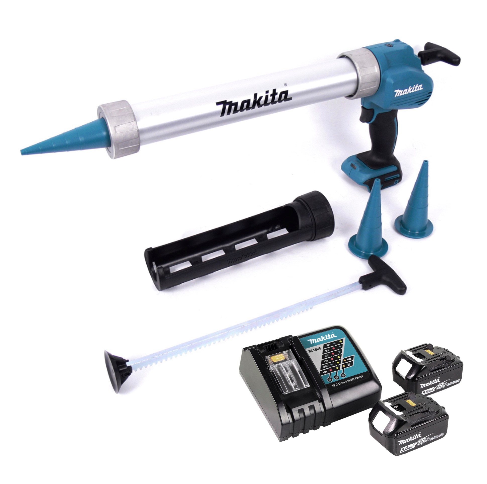 Makita Akku-Kartuschenpistole DCG 180 RTX Akku Kartuschenpistole 18 V 300 / 600 ml + 2x Akku 5,0 Ah