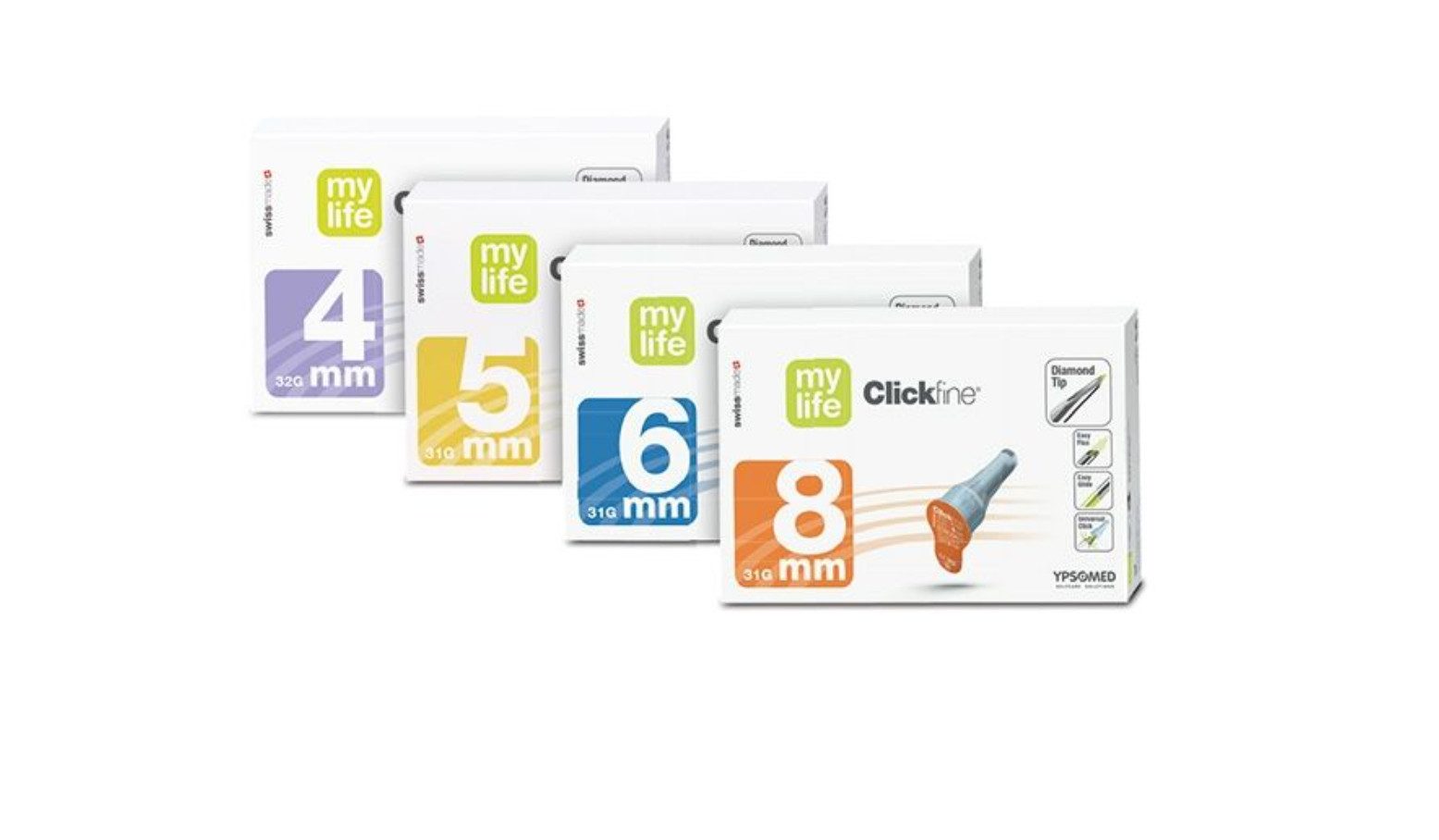 Lanzetten mylife Clickfine DiamondTip Pen-Nadeln, 100 St., Spar-Set, kompatibel mit allen Injektionspens, 100 tlg., schmerzarme Insulin Pen Nadeln mit Dünnwandtechnologie