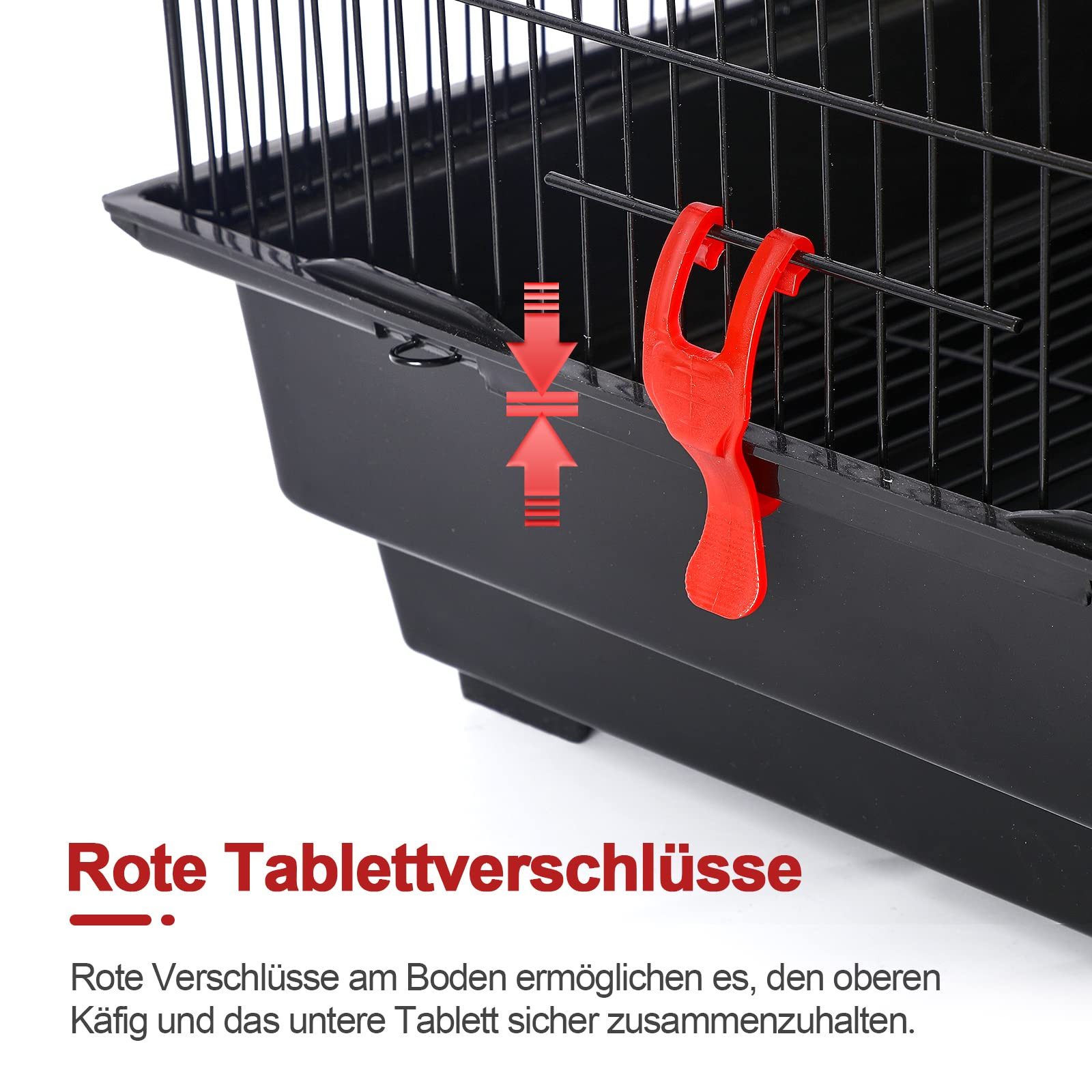 FIVMEN Vogelkäfig Papageienkäfig Vogelvoliere Vogelhaus Käfig mit Spielzeug, Rollen, Schwarz Kanarienvögelkäfig 46x35,5x99cm