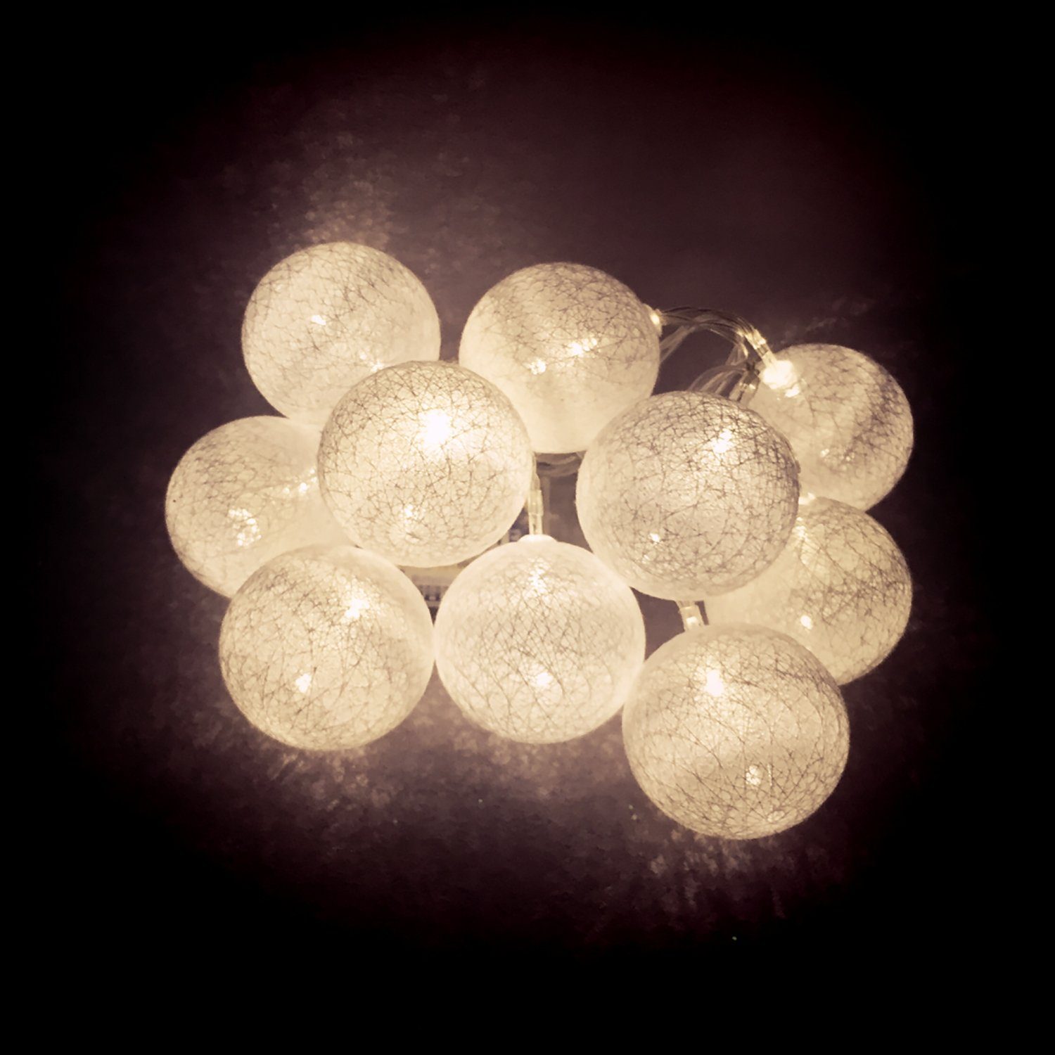 Mojawo Lichtervorhang 2 Stück LED Lichterkette mit je 10 Kugeln LEDs warmweiß