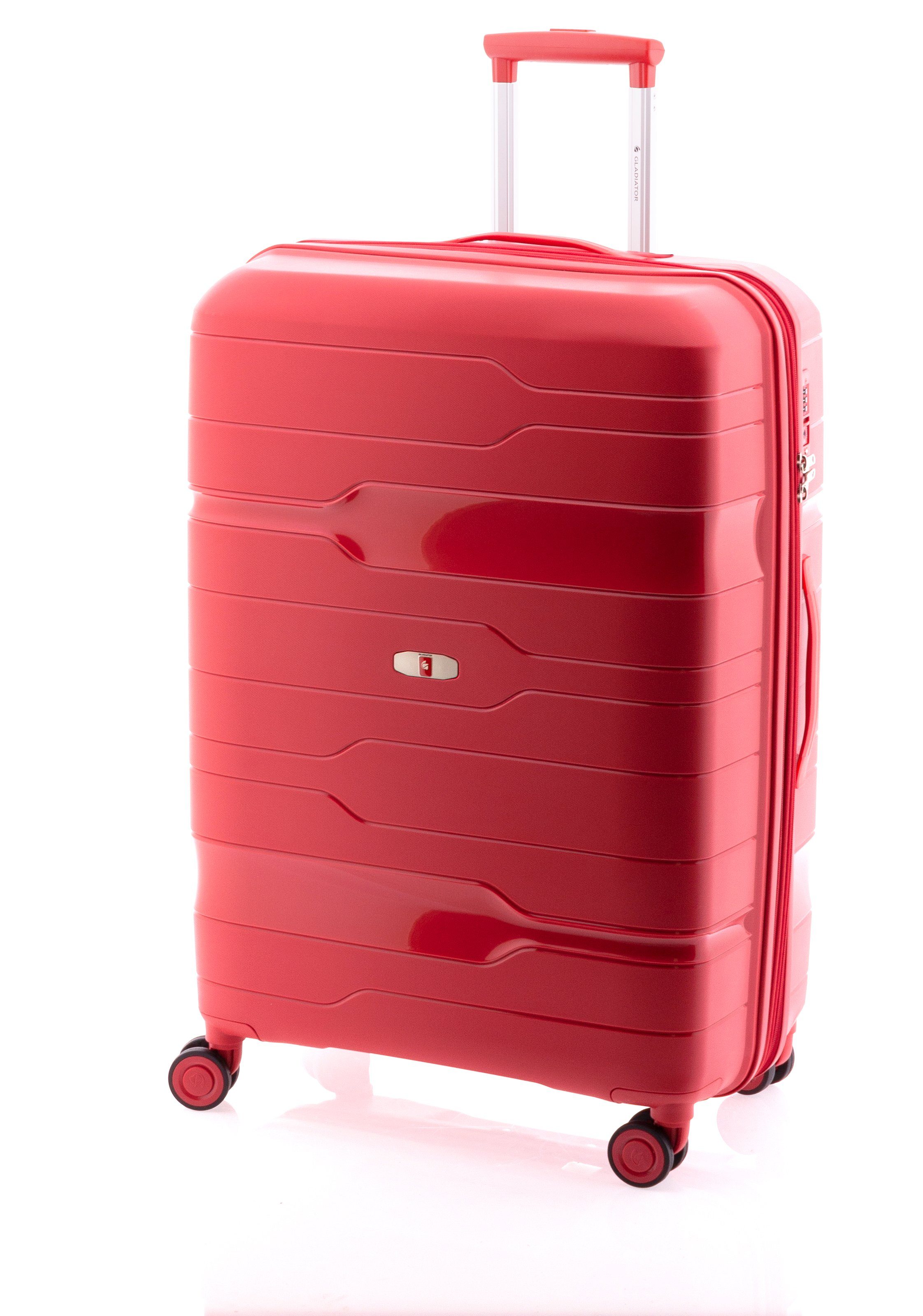 GLADIATOR Hartschalen-Trolley div. XL 4 Rot Koffer Farben Rollen, 77 Dehnfalte, TSA-Schloss, Polypropylen, - cm