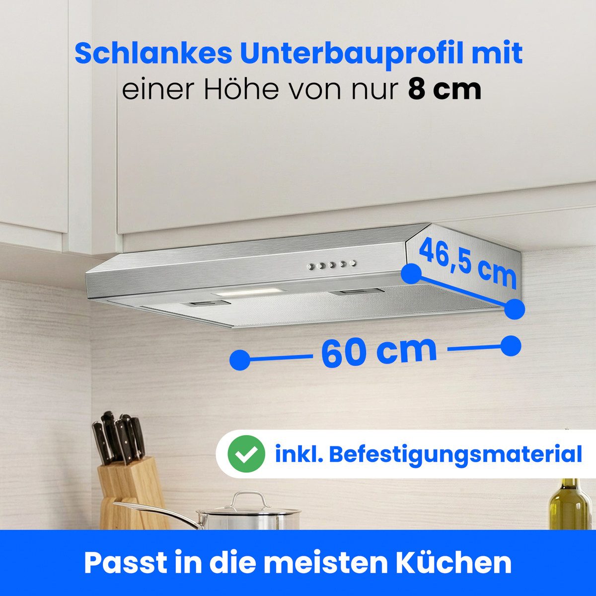 BOMANN Unterbauhaube DU 7613 Dunstabzugshaube 60cm Unterbau, Umluft und Abluft – Bild 4 von 5