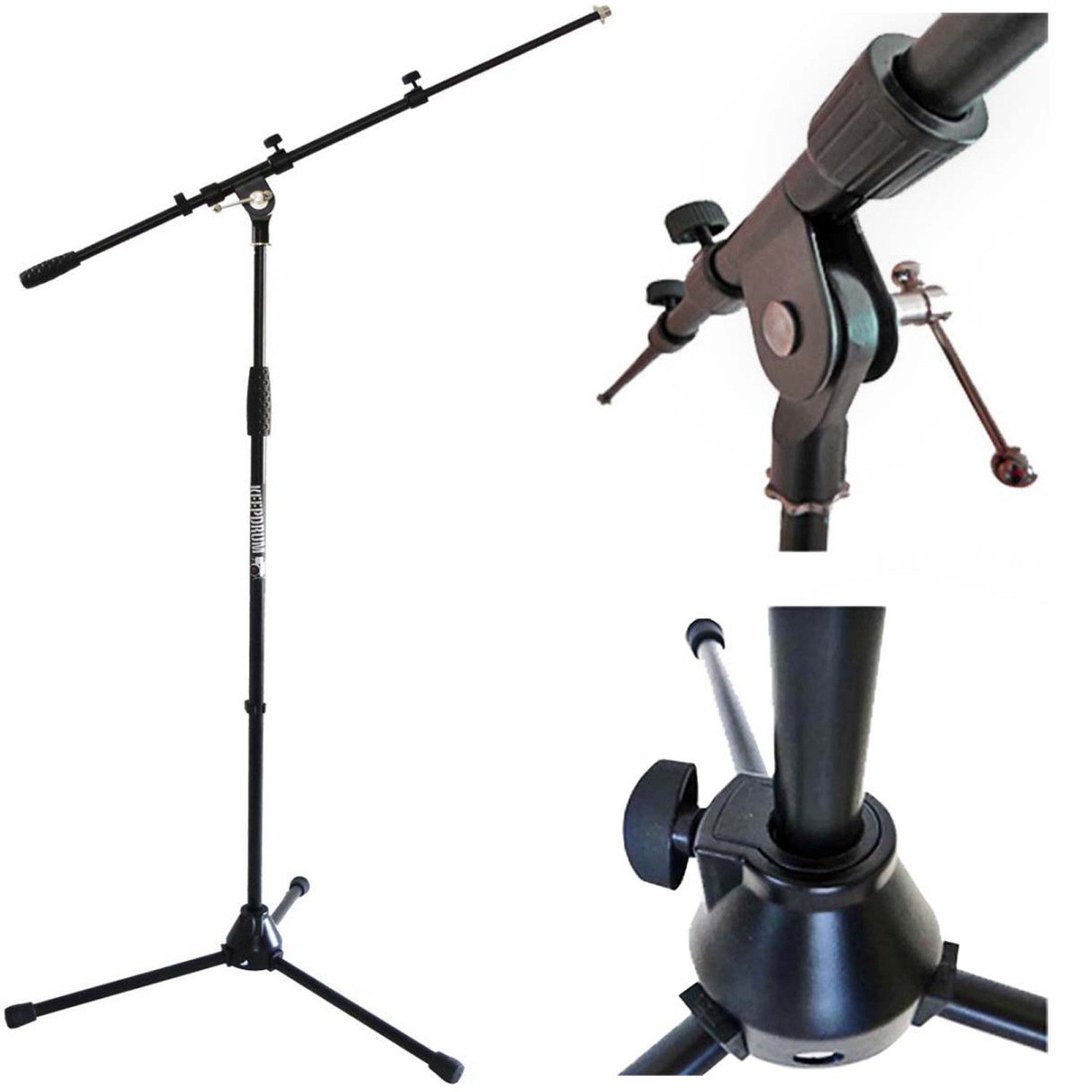 keepdrum Mikrofonständer keepdrum Mikrofonständer MS107B mit Mikrofonkabel, (Set, XLR-Kabel), Mikrofonständer mit Dreibeinigem Fuß und Galgenausleger