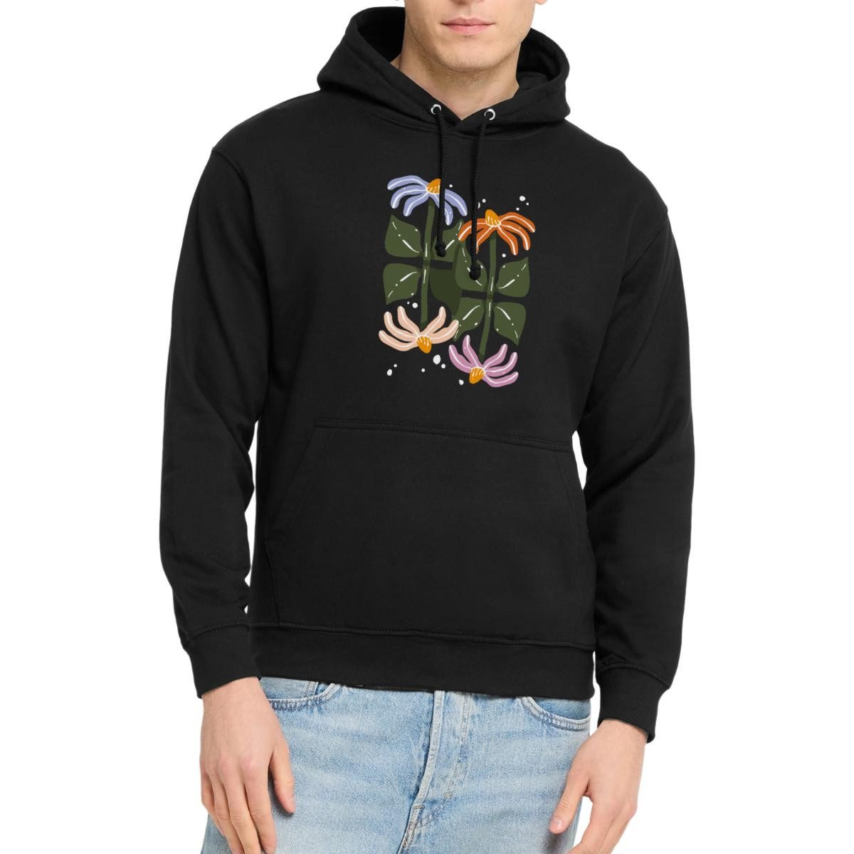 Spreadshirt Hoodie Bunte Retro Blumen Illustration Im Boho Stil Unisex Hoodie (1-tlg)