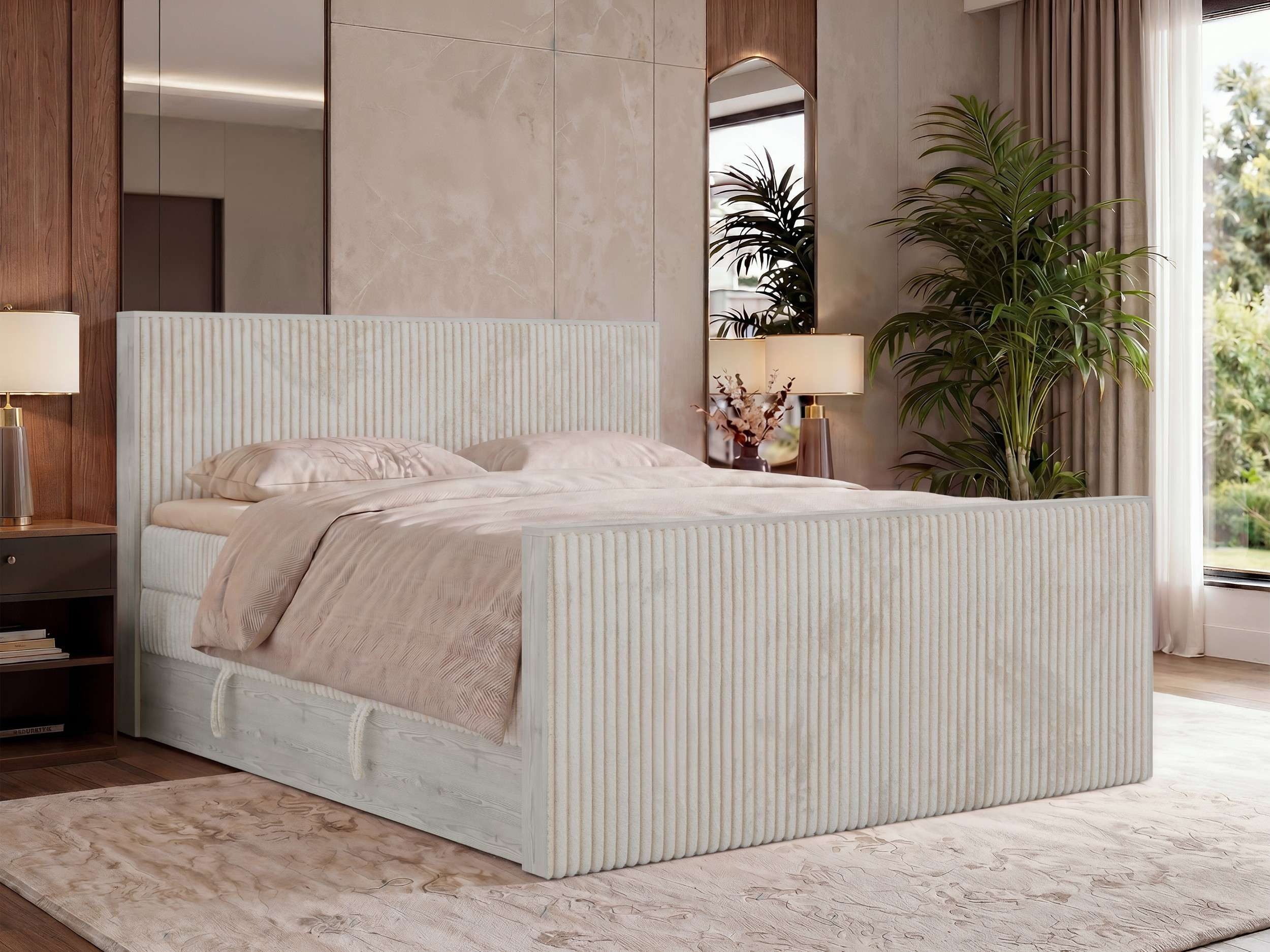 MKS MÖBEL Boxspringbett NORDIC KING DUO (Packung, Set, Bettkästen, Topper T25/Visco, H3/H4, 140-200x200 cm), Doppelbett, Multipocket-Matratzen, Boxspringbett, Kopfteil, Fußteil