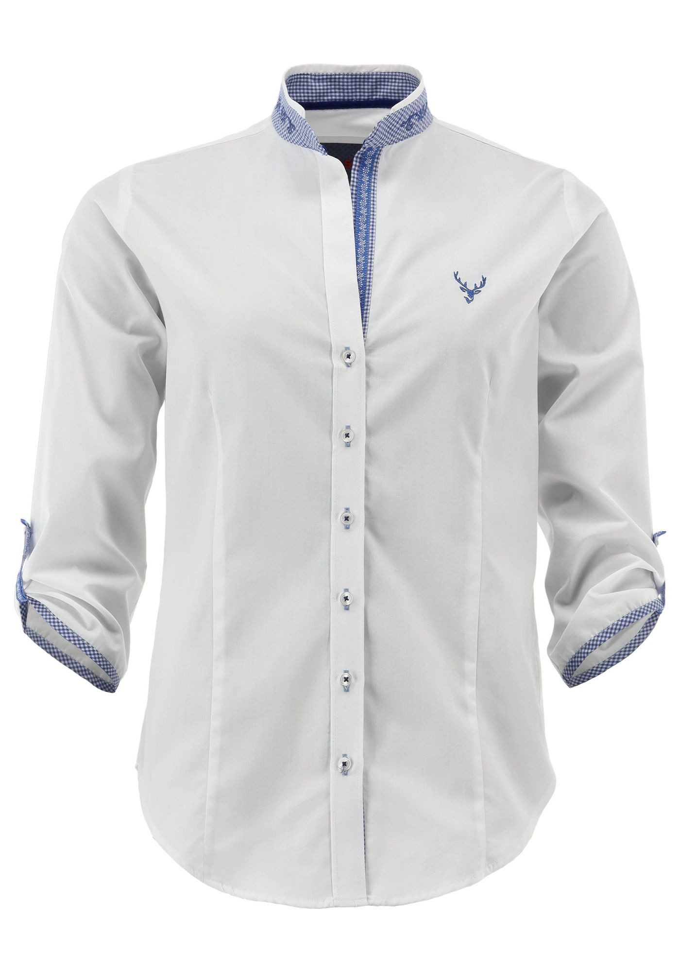 OS Trachten Trachtenbluse Smego Langarmbluse mit Stickerei auf dem Stehkrag günstig online kaufen